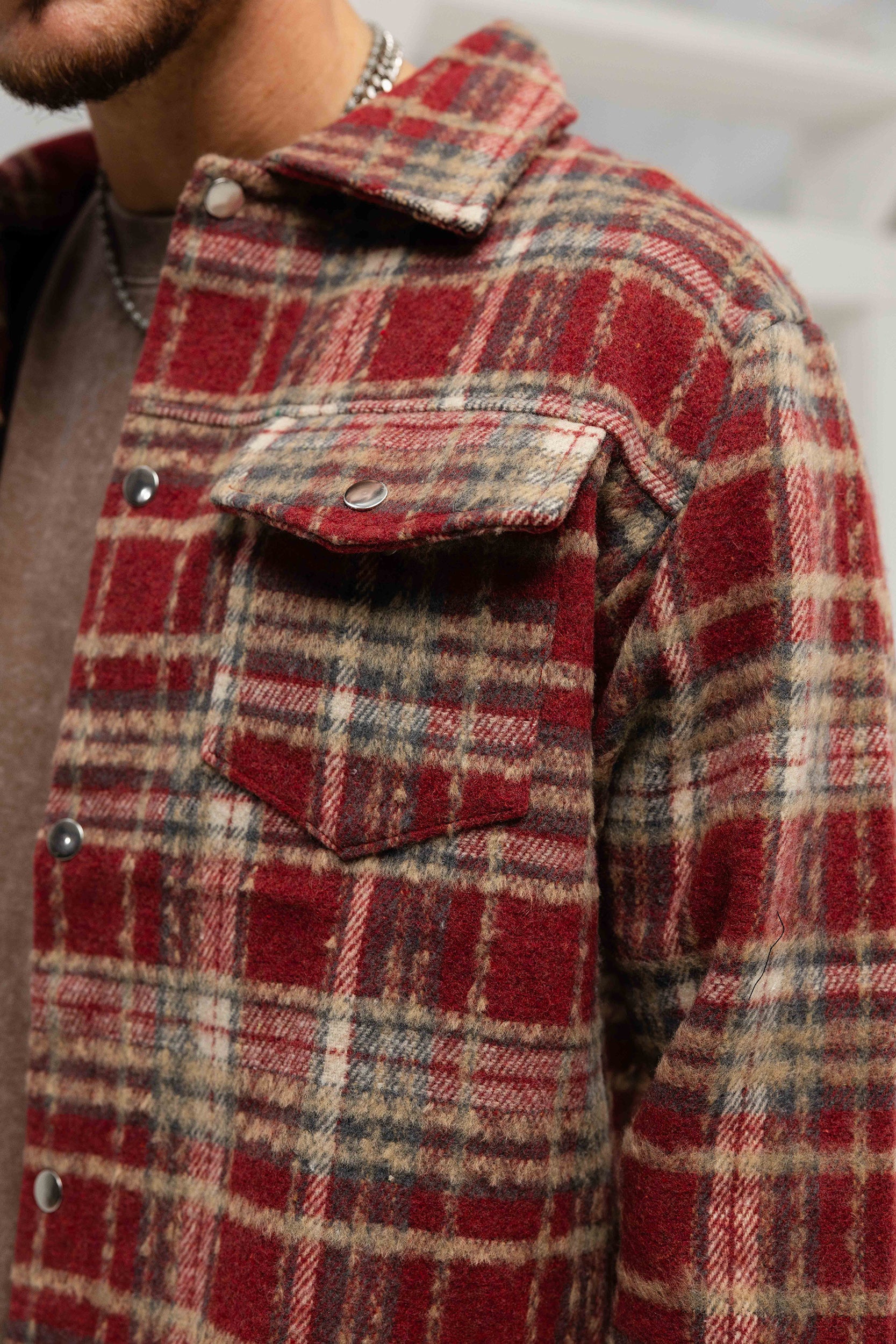 Duca Retro Checked Jacket - Maroon
