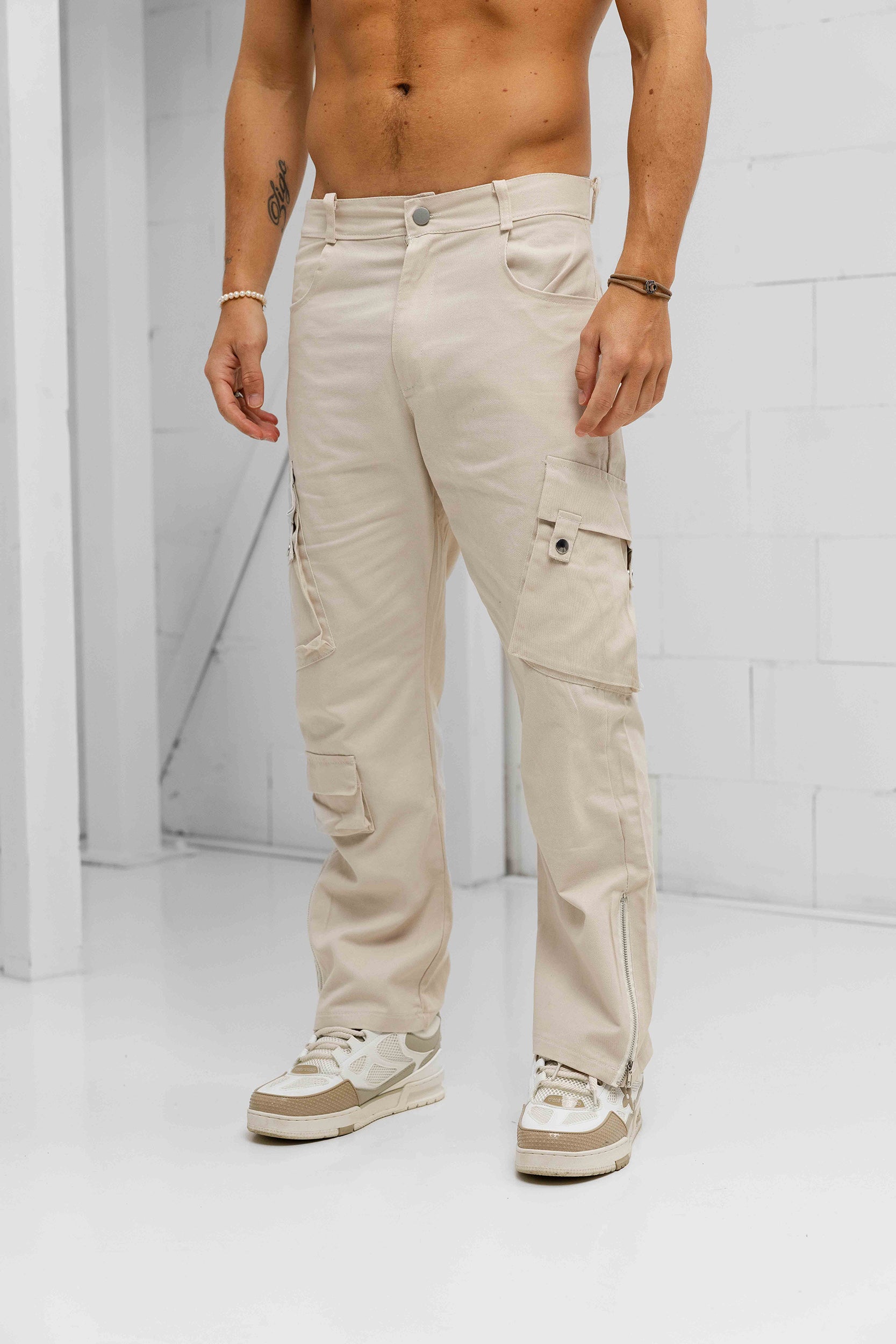 Camillo Flared Cargo Pants - Cream