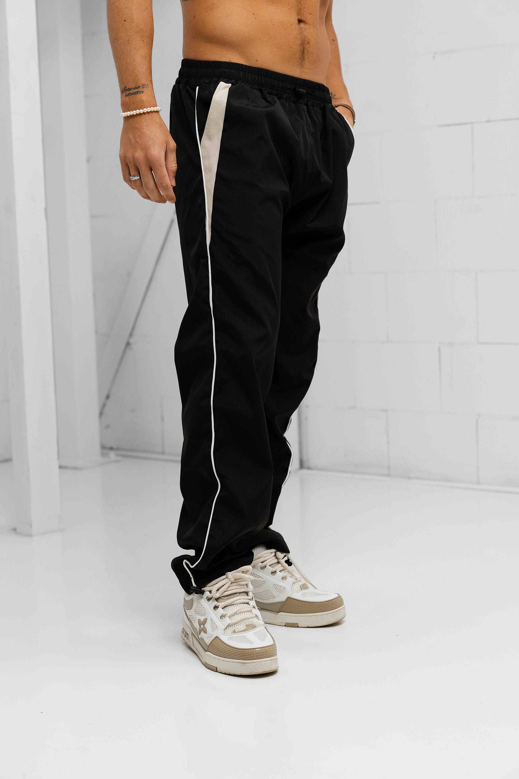 Vintage Pinstriped Sweatpants - Black