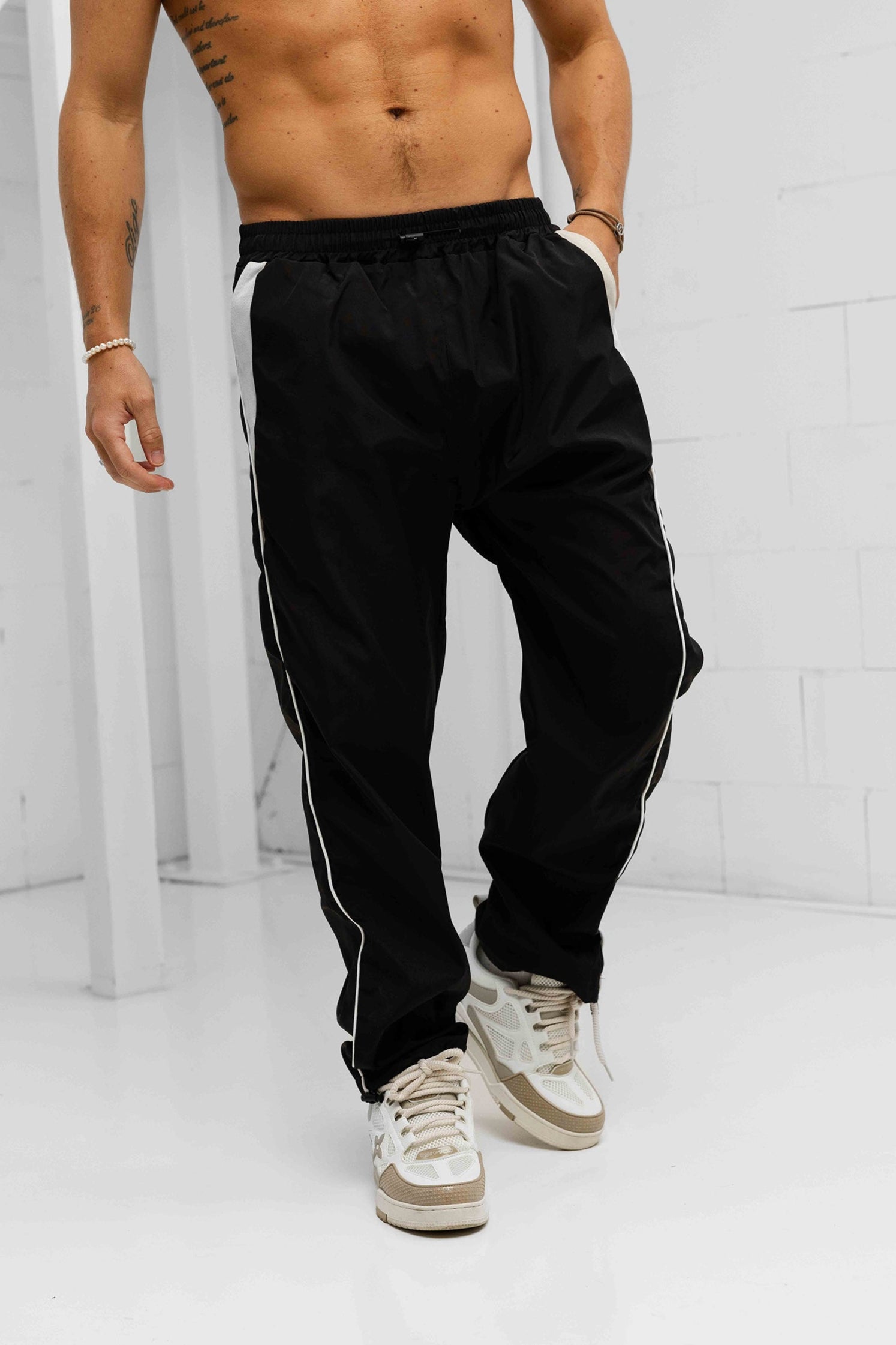 Vintage Pinstriped Sweatpants - Black