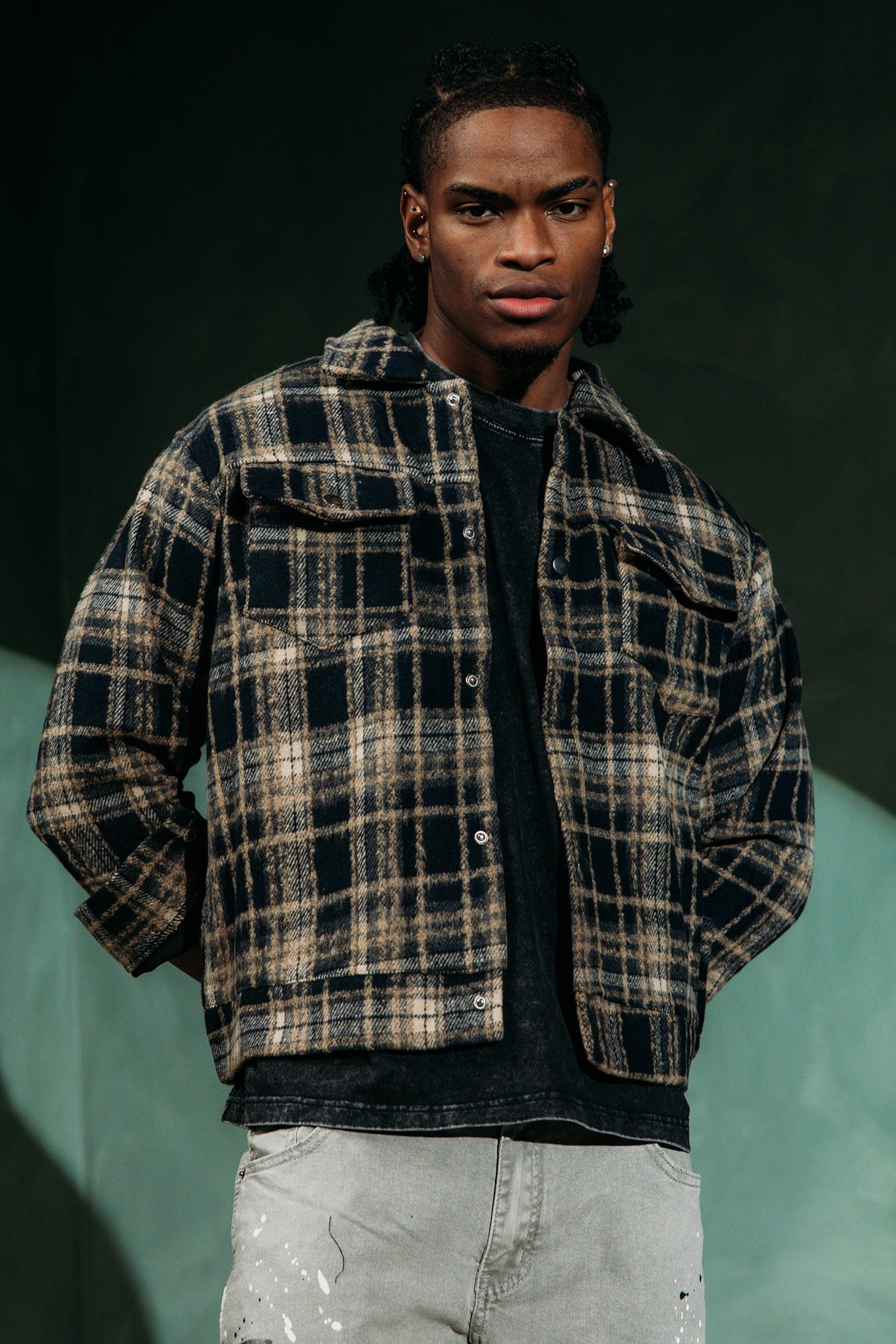 Duca Retro Checked Jacket - Black