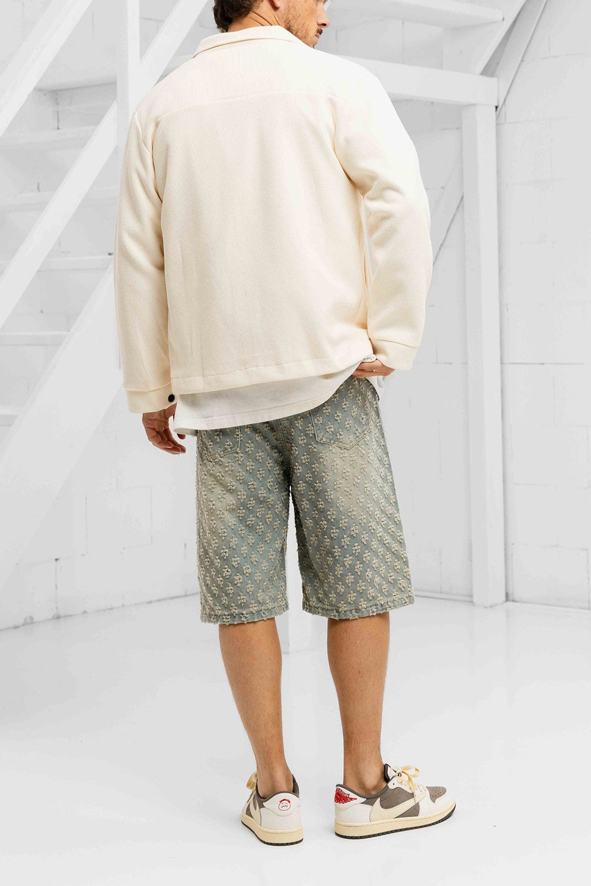 Beige Corduroy & Stellato Blue Jorts - Set