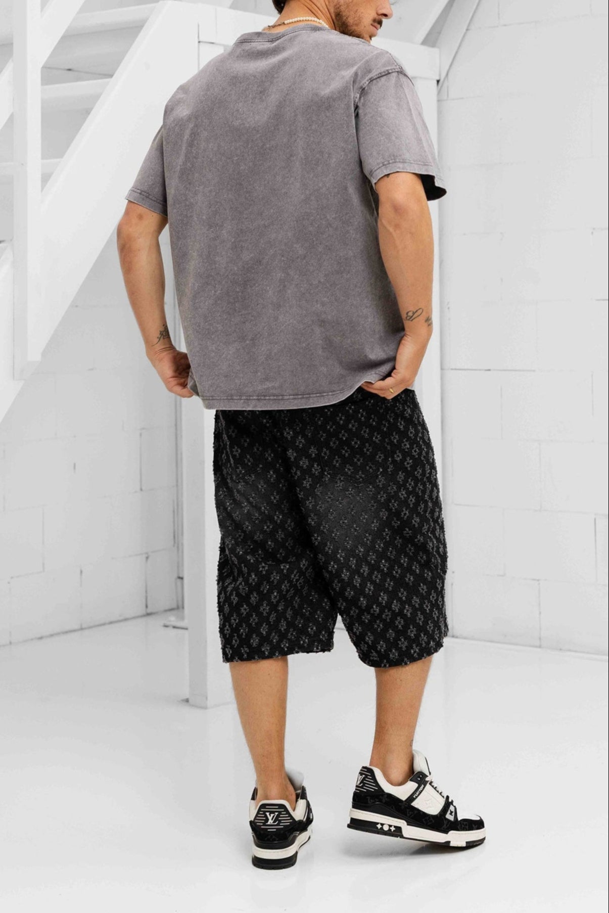 Vintage Grey T-Shirt & Stellato Black Jorts - Set
