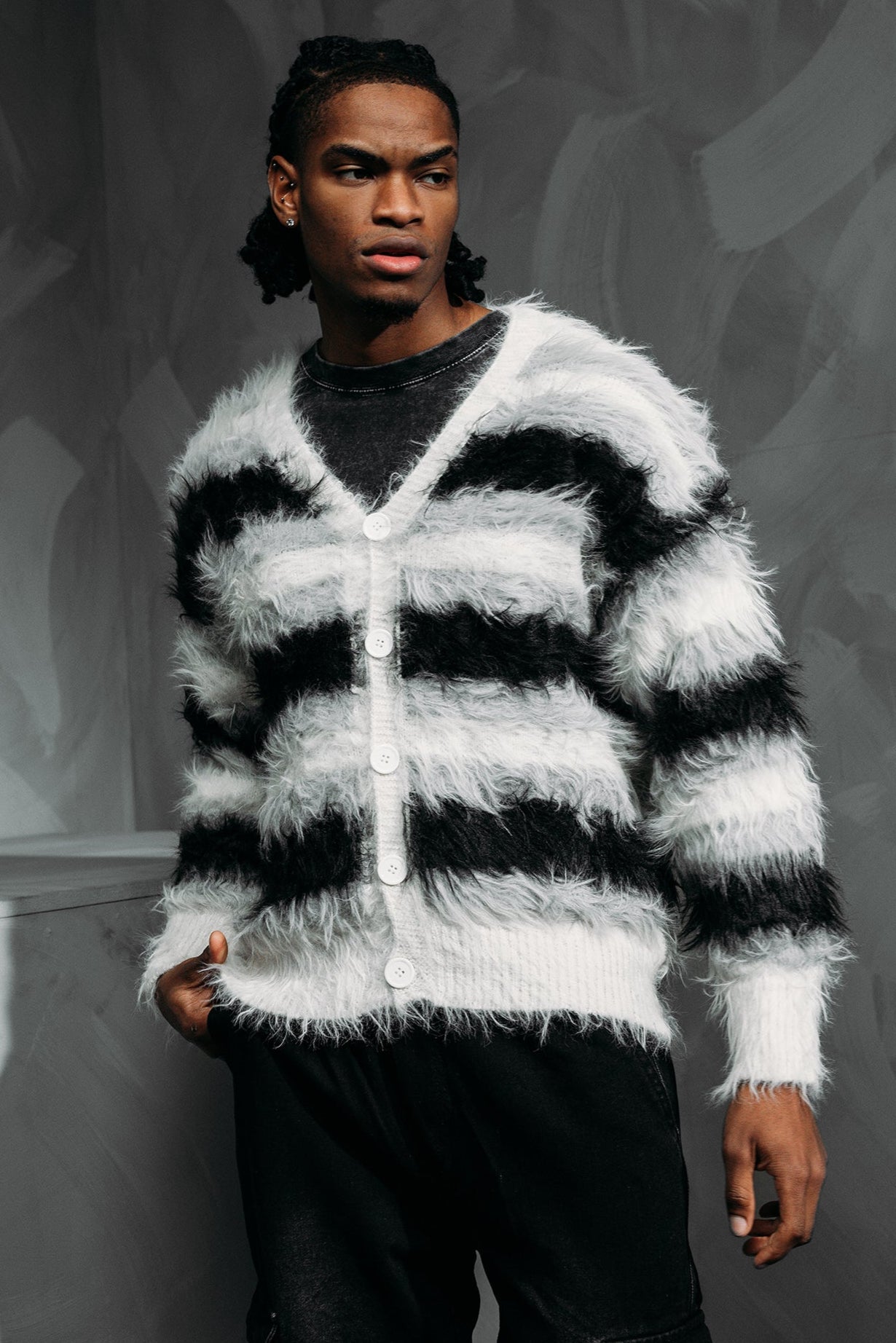 Alvaro Mohair Cardigan - Black