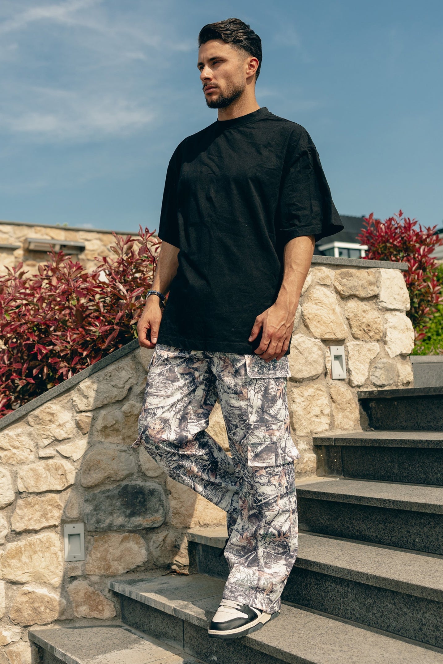 Forest Camo Cargo Pants - Cream