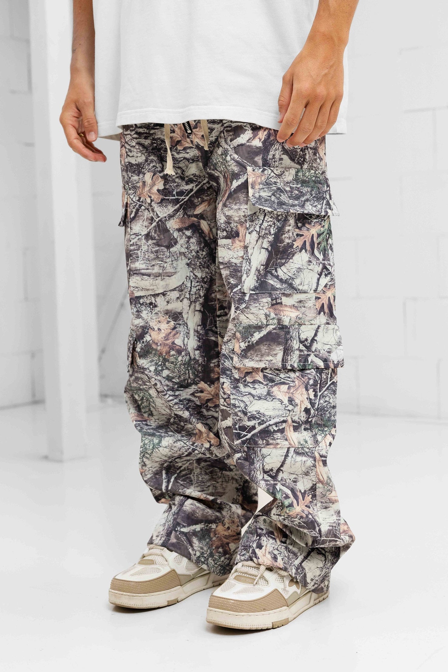 Forest Camo Cargo Pants - Cream