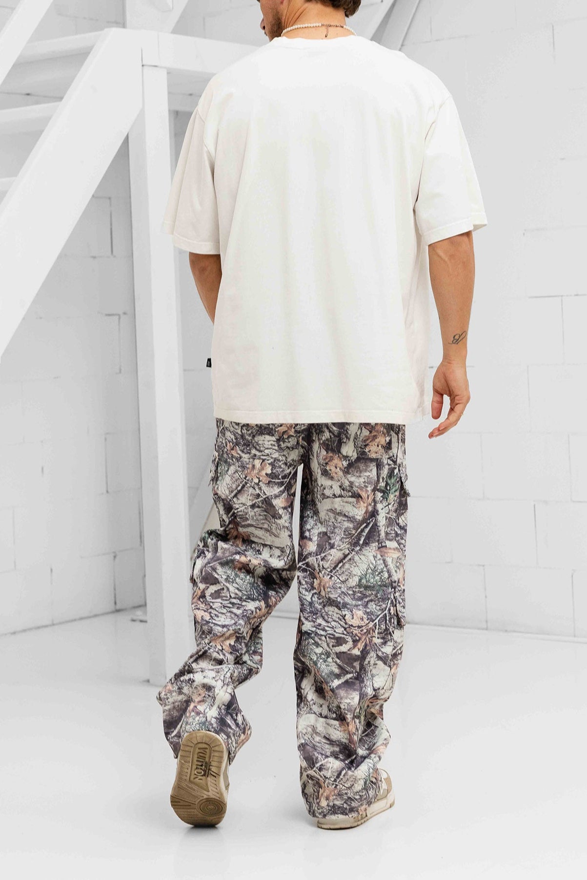 Forest Camo Cargo Pants - Cream