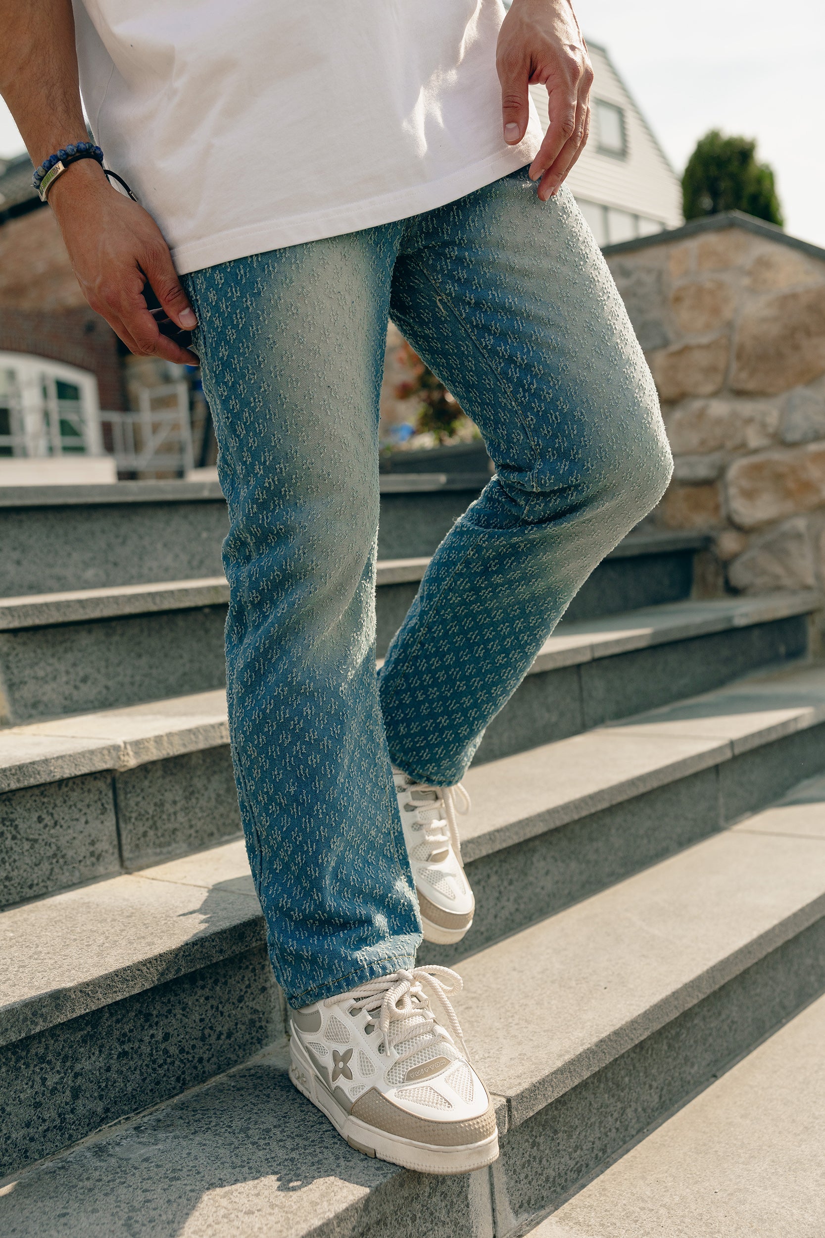 Stellato Distressed Denim Jeans - Blue