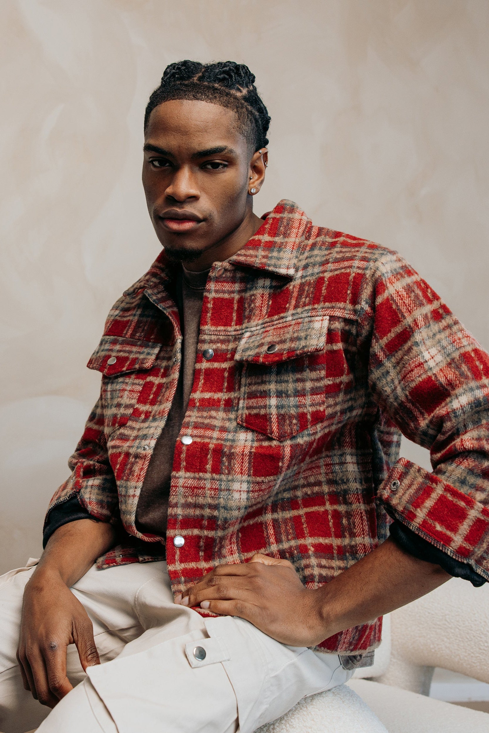 Duca Retro Checked Jacket - Maroon