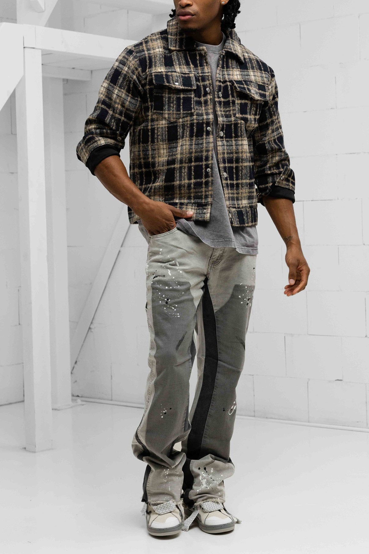 Duca Retro Checked Jacket - Black