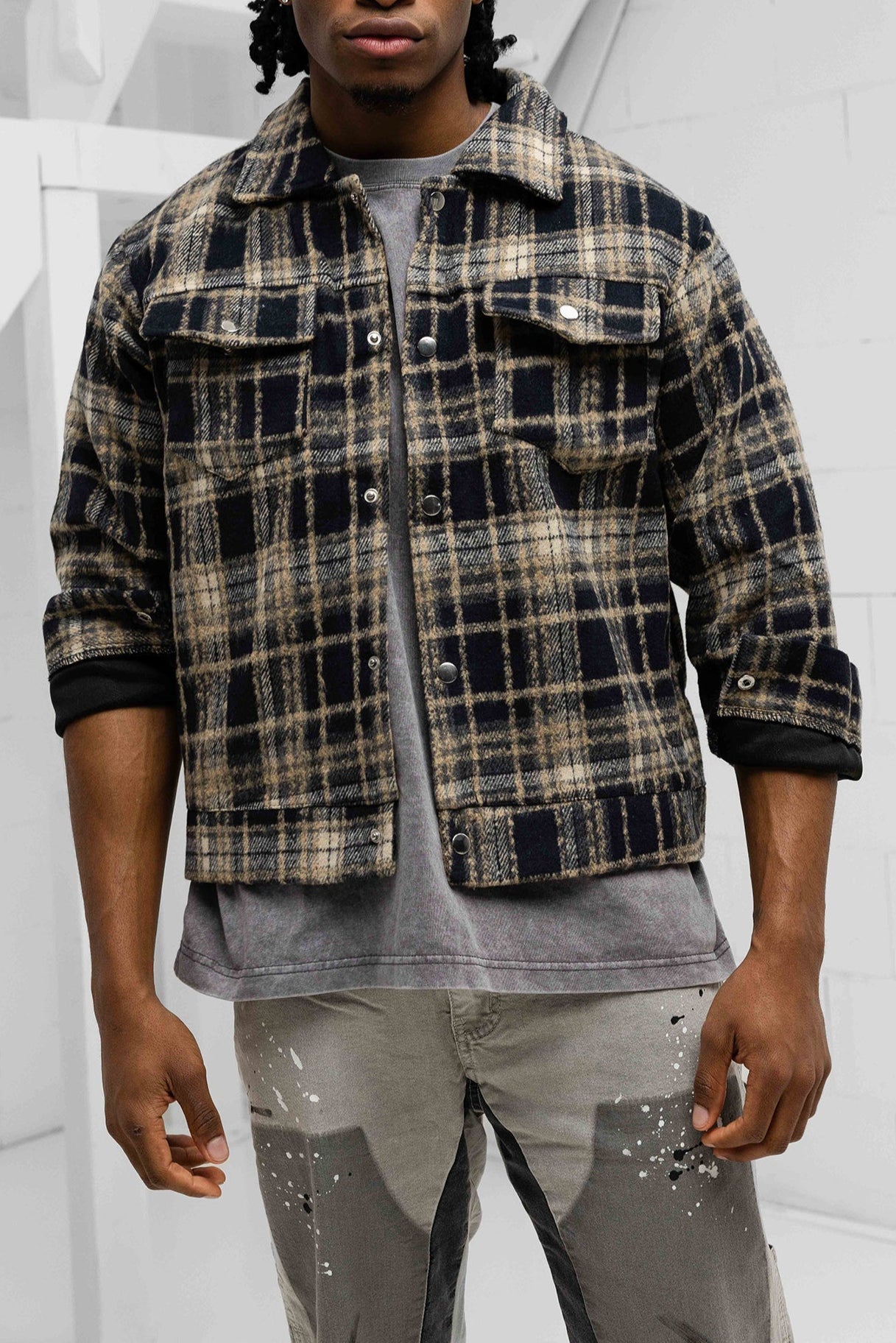 Duca Retro Checked Jacket - Black