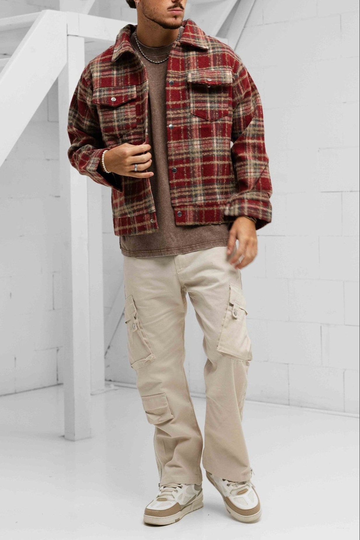 Duca Retro Checked Jacket - Maroon