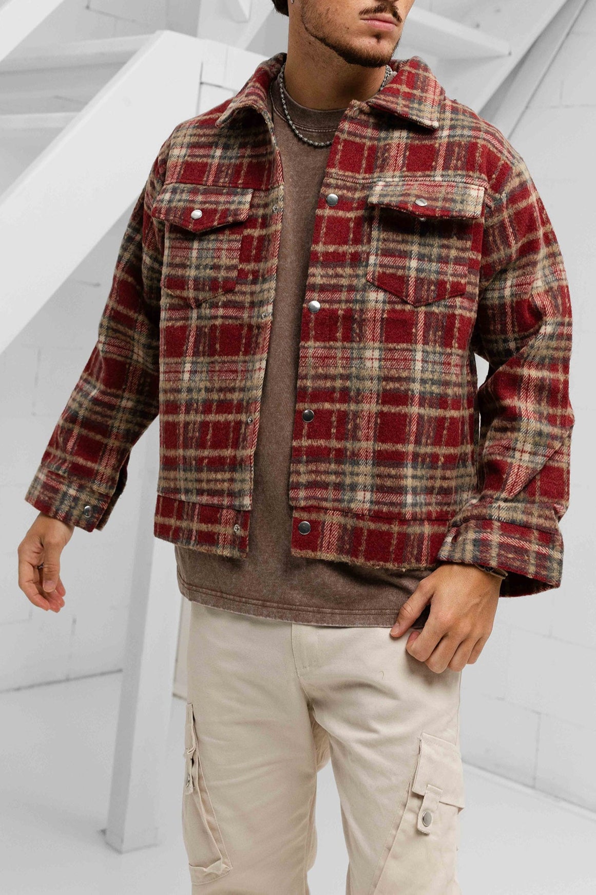 Duca Retro Checked Jacket - Maroon