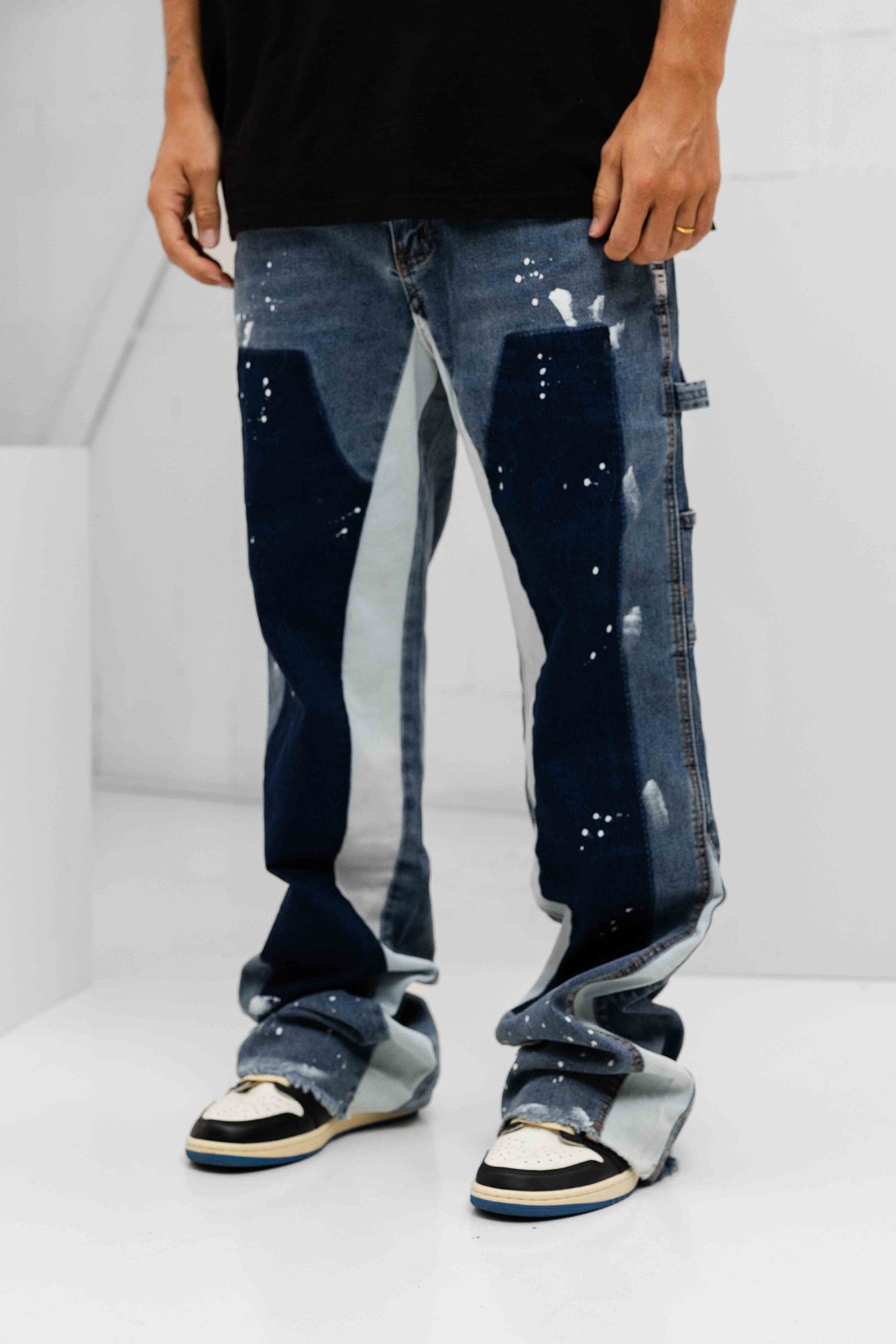 Paint Splatter Denim Jeans - Dark Blue