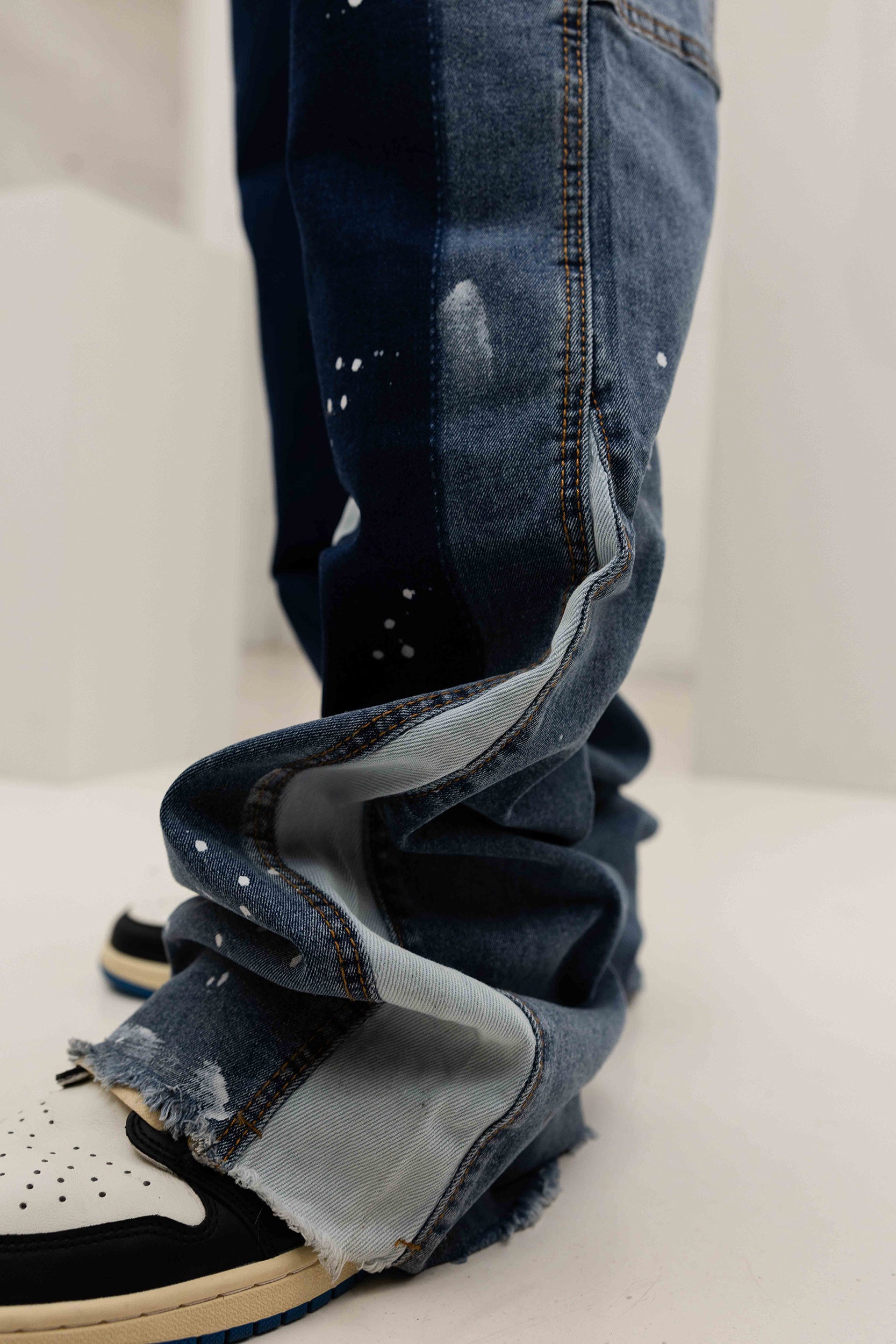 Paint Splatter Denim Jeans - Dark Blue