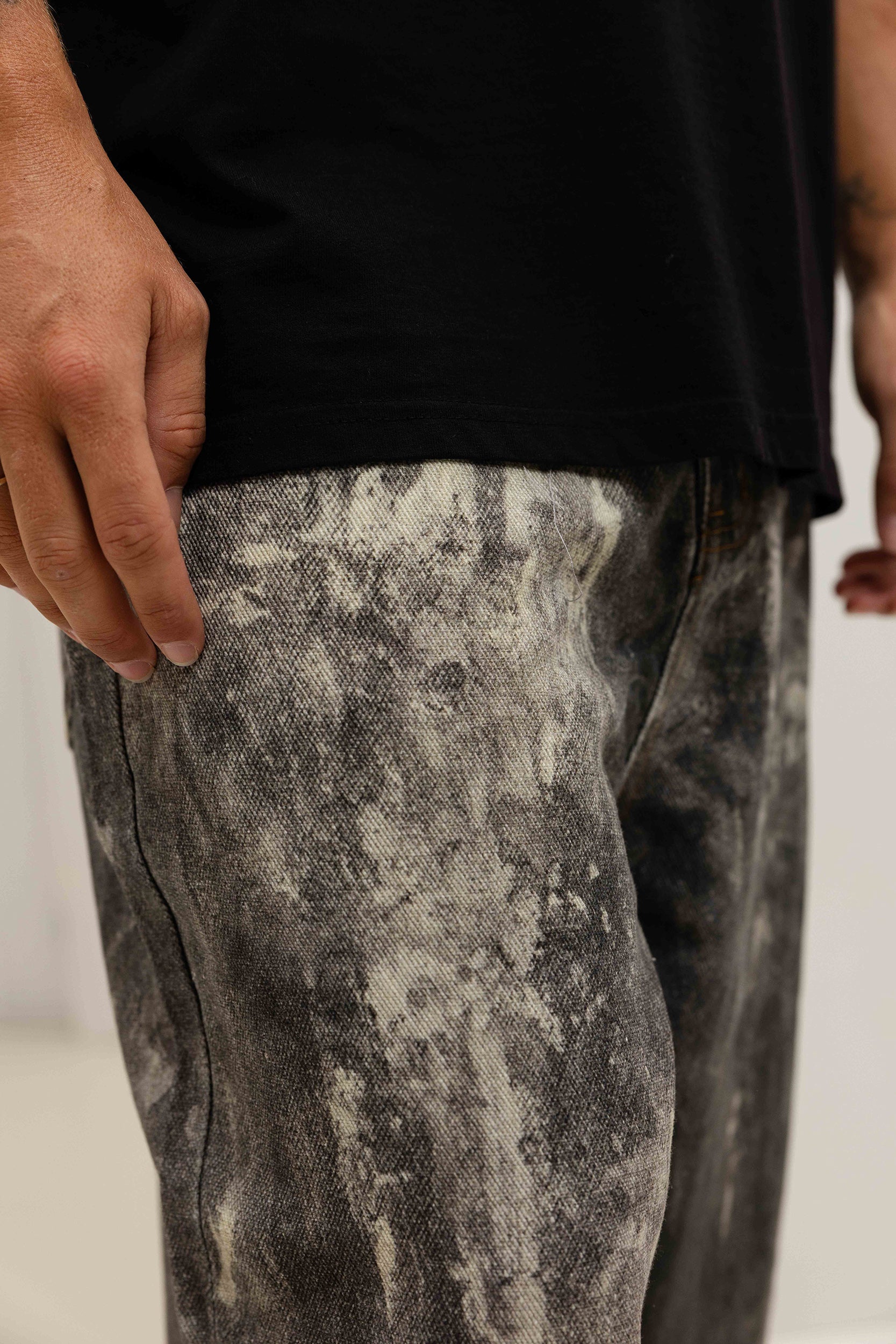 Stone Washed Ultra Baggy Denims - Grey / Black
