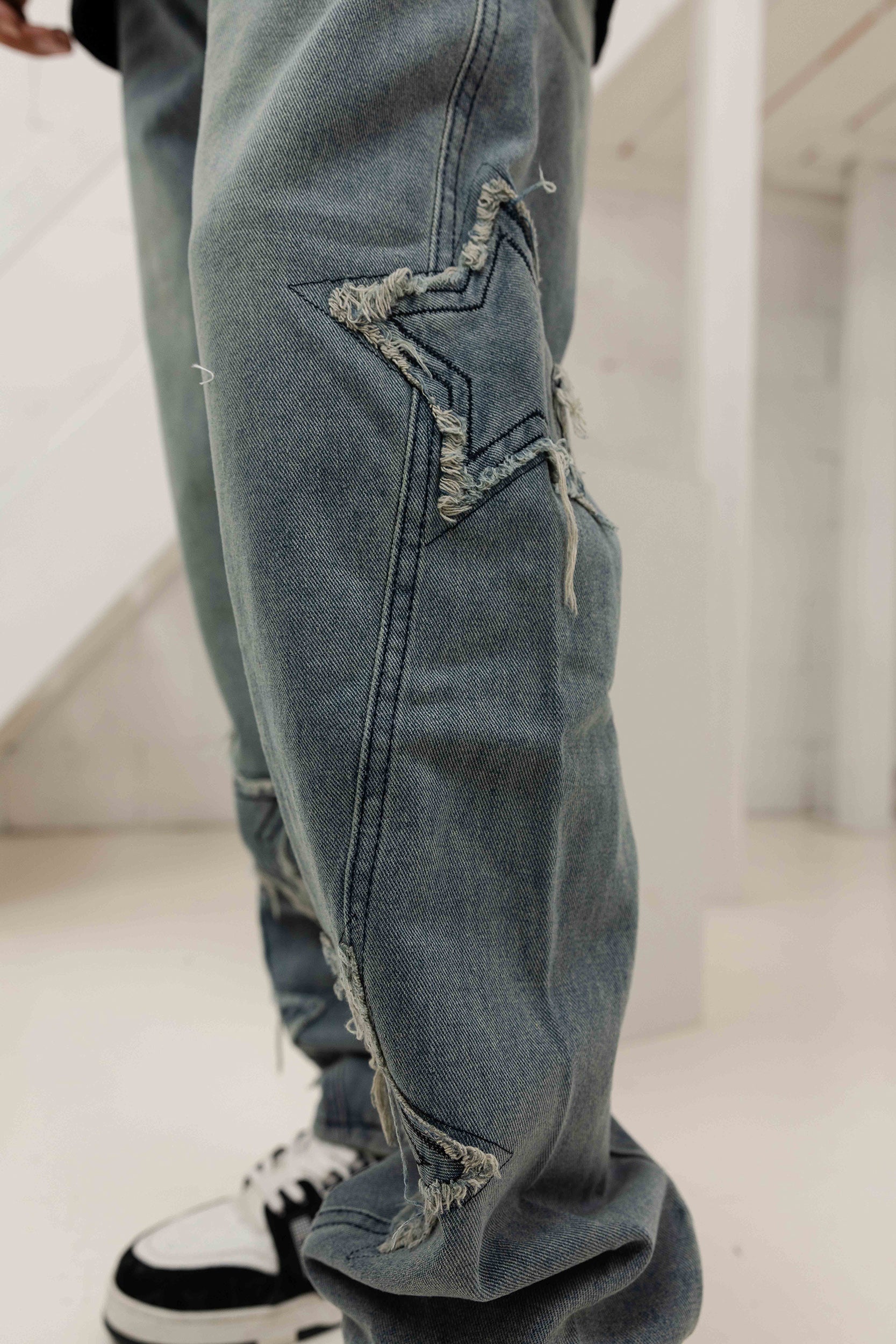 Orion Patched Star Denim Jeans - Blue