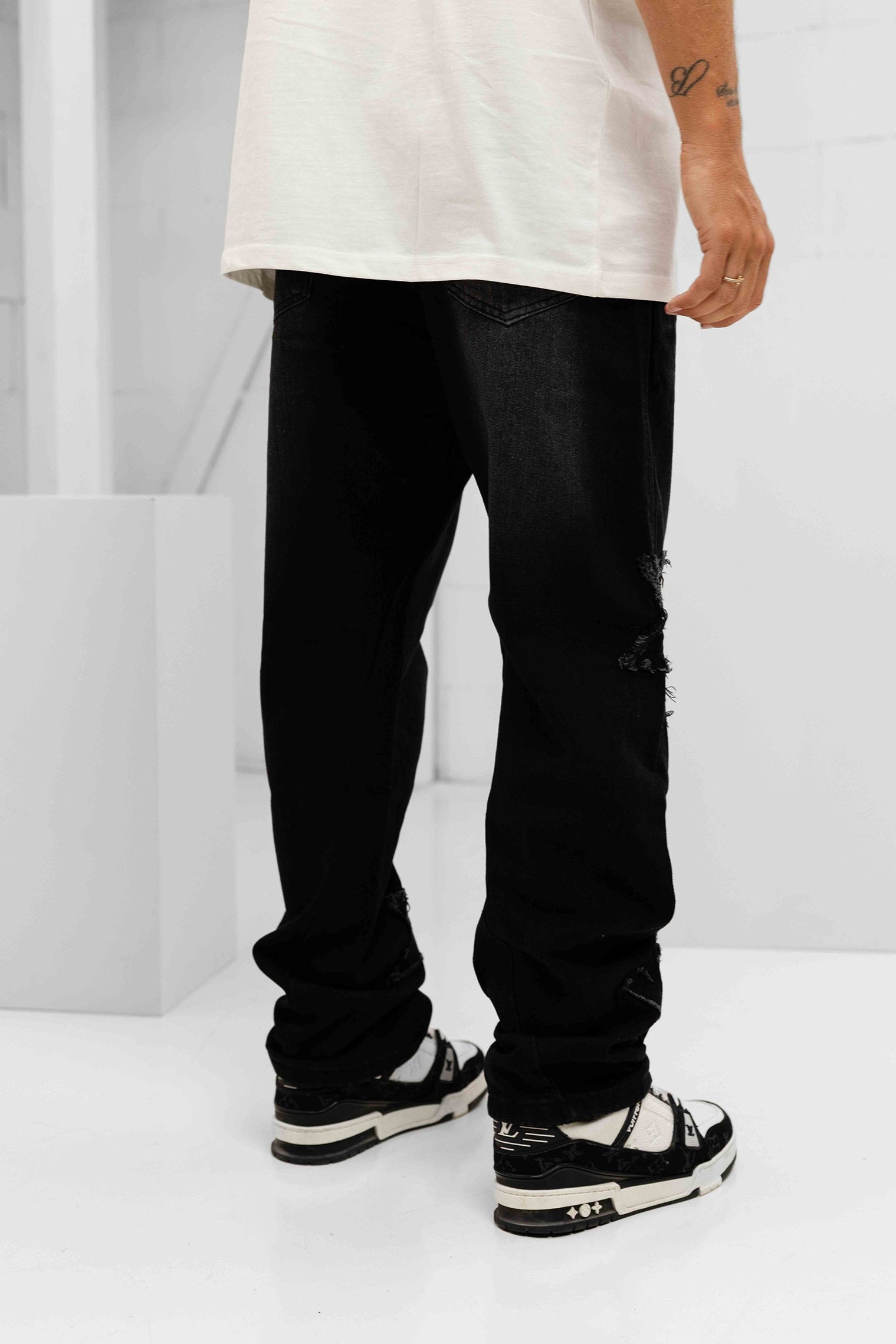 Orion Patched Star Denim Jeans - Black