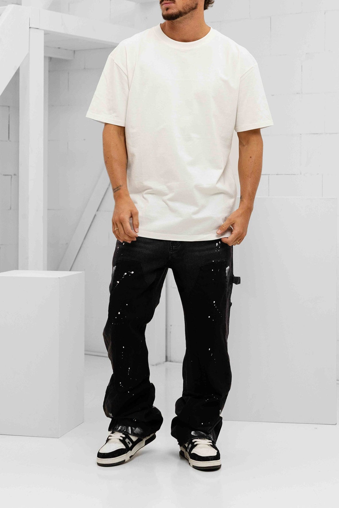 Paint Splatter Denim Jeans - Black