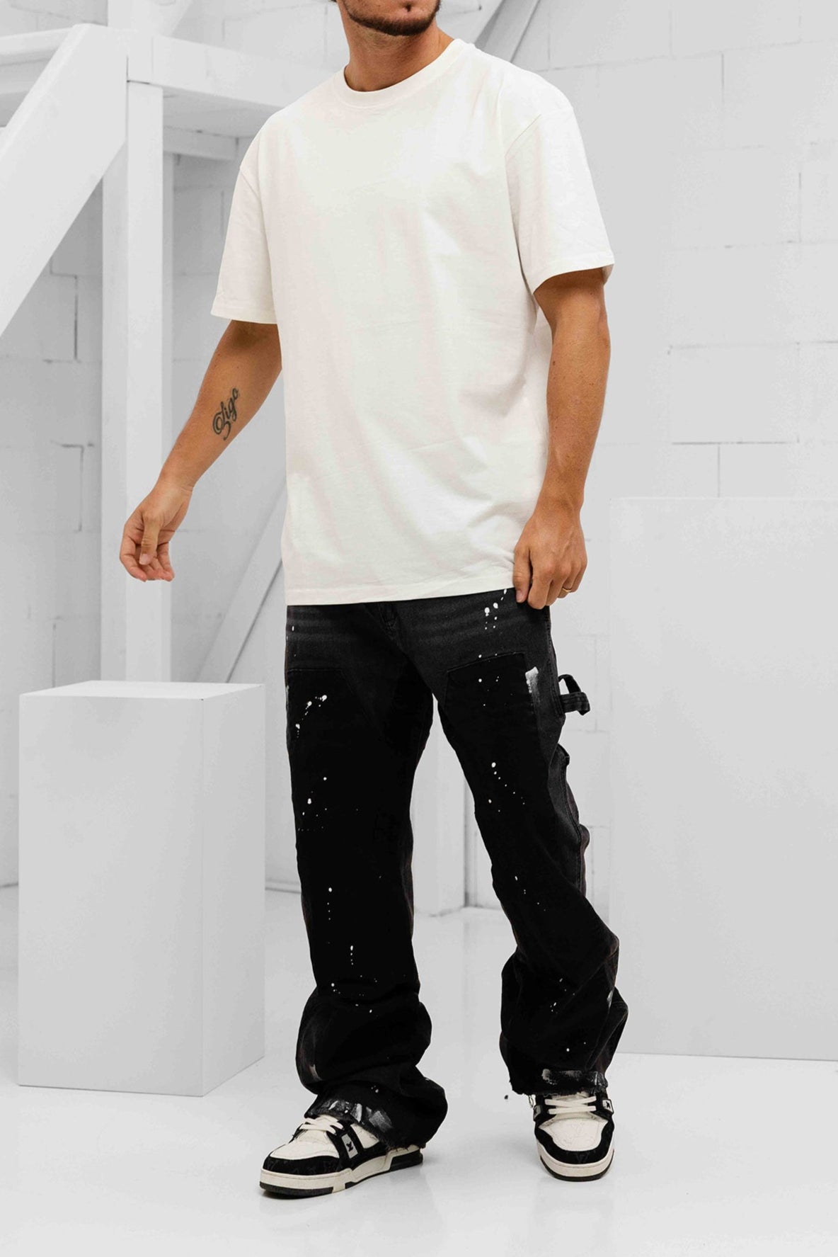 Paint Splatter Denim Jeans - Black
