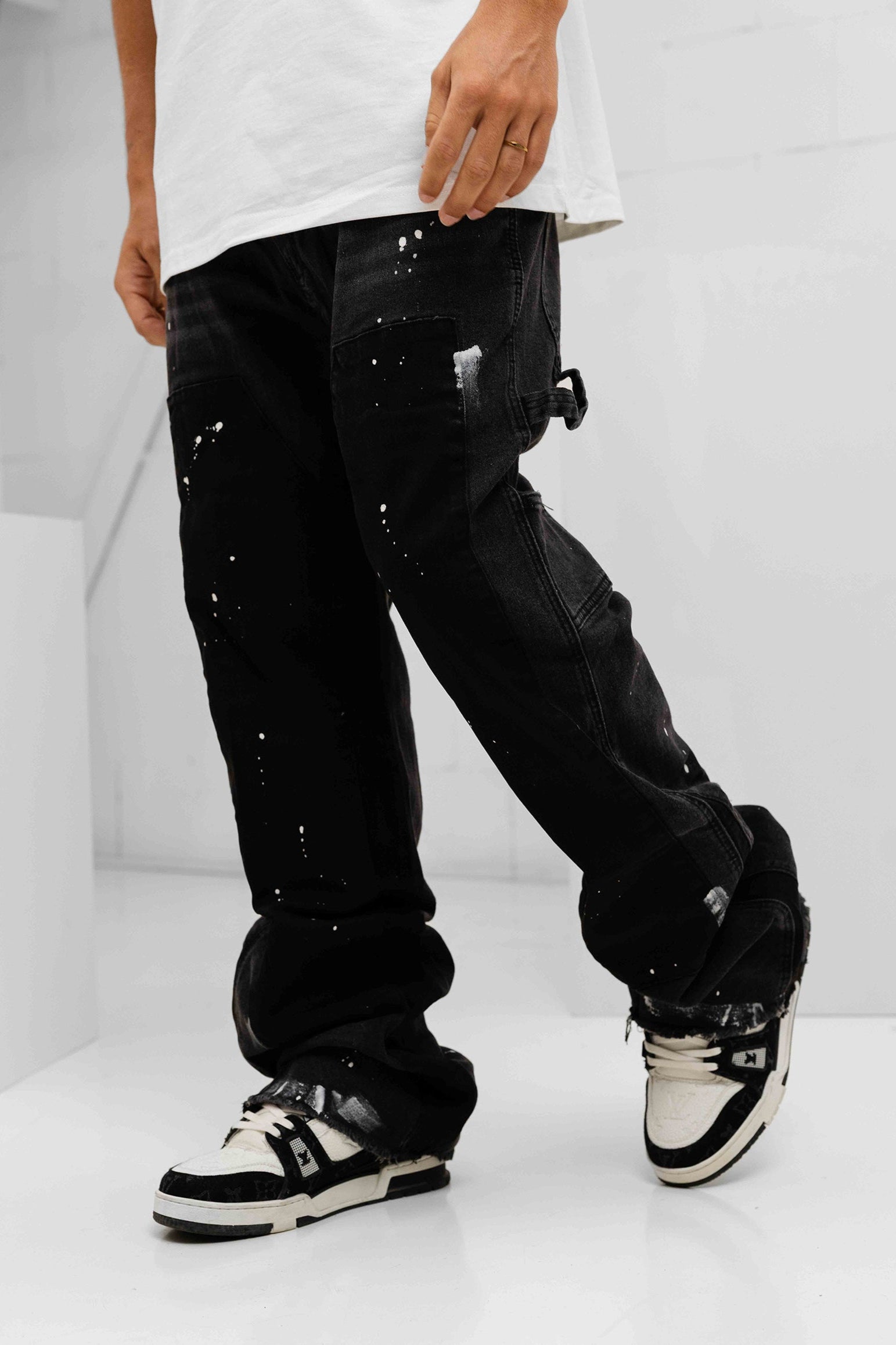 Paint Splatter Denim Jeans - Black