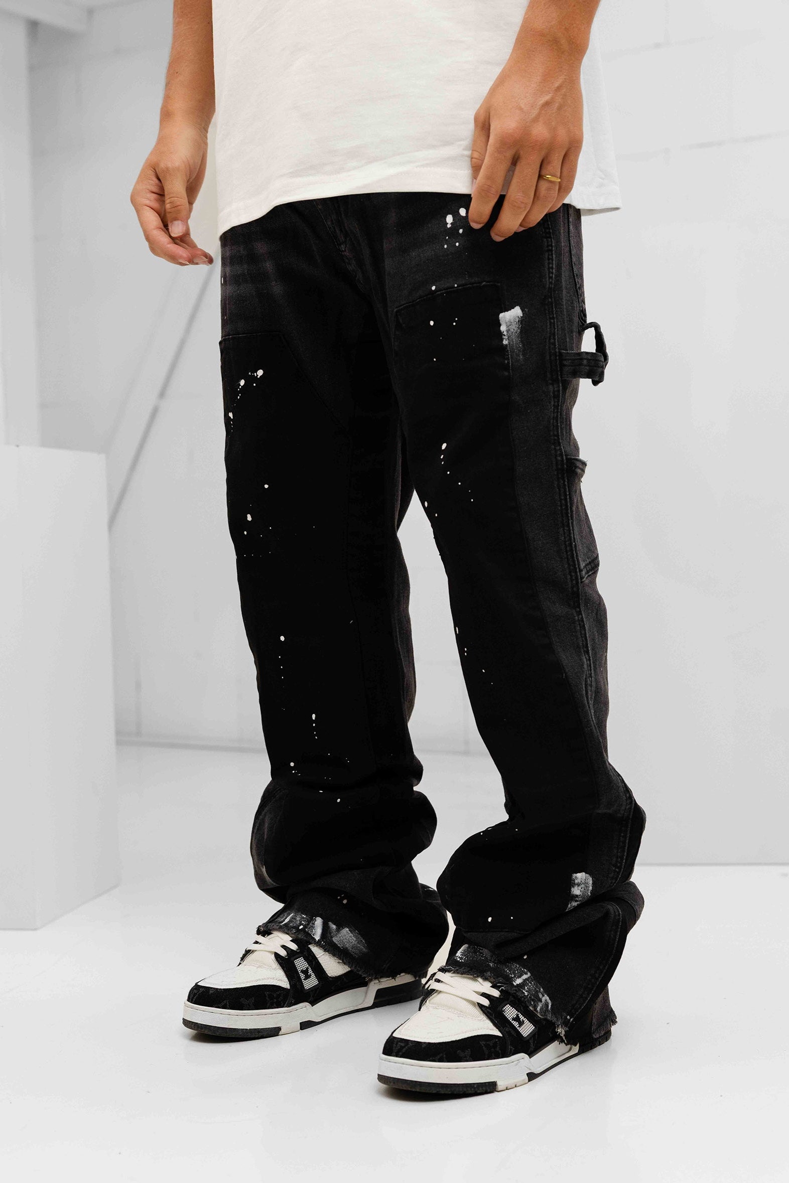 Paint Splatter Denim Jeans - Black