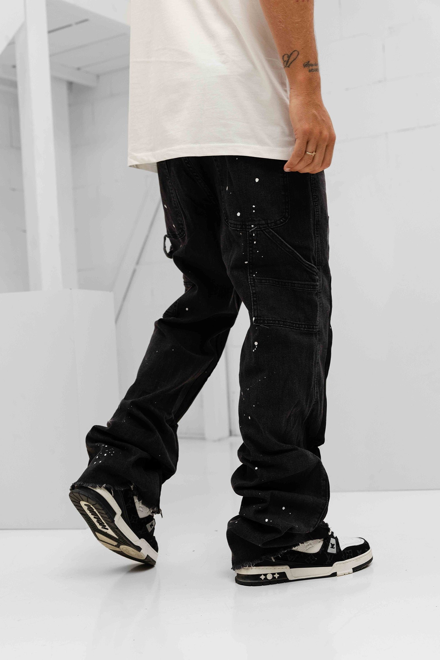 Paint Splatter Denim Jeans - Black