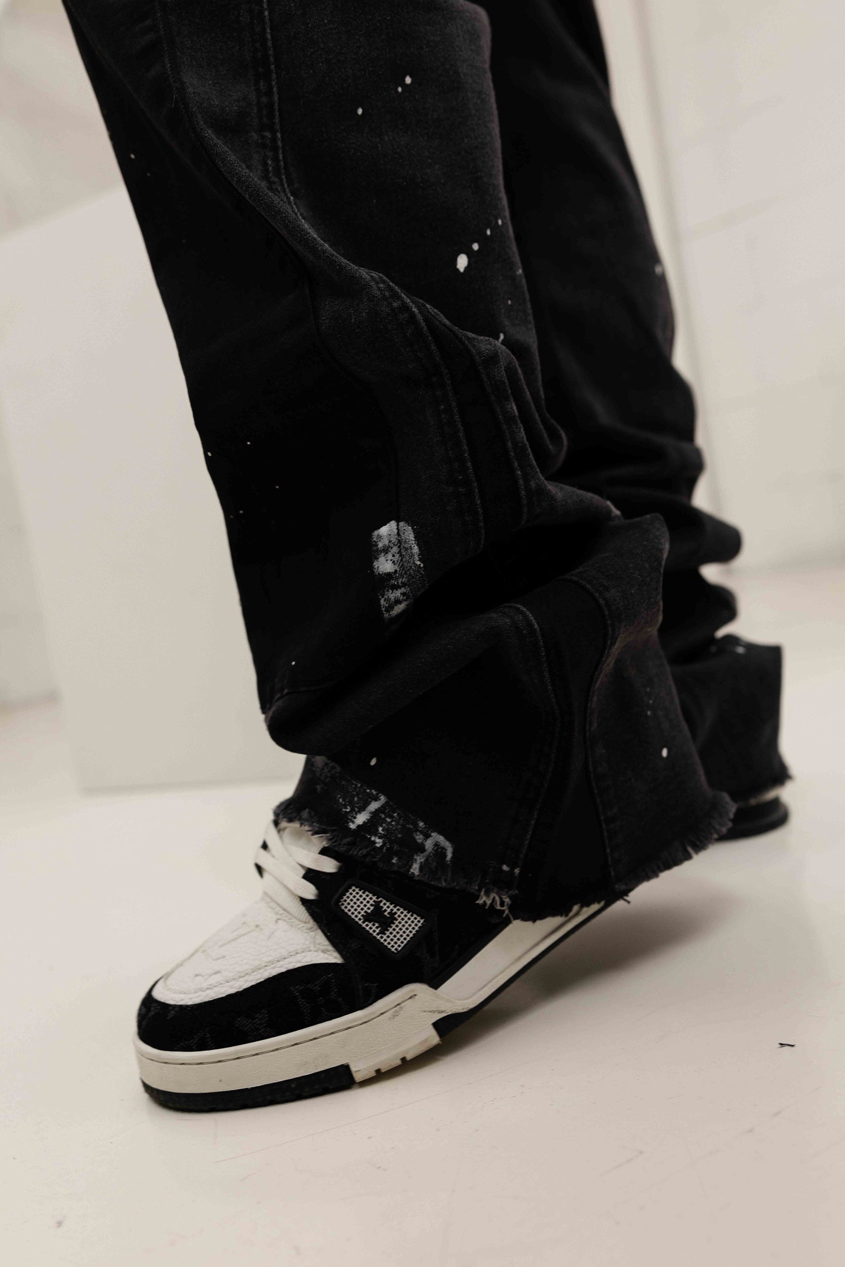 Paint Splatter Denim Jeans - Black
