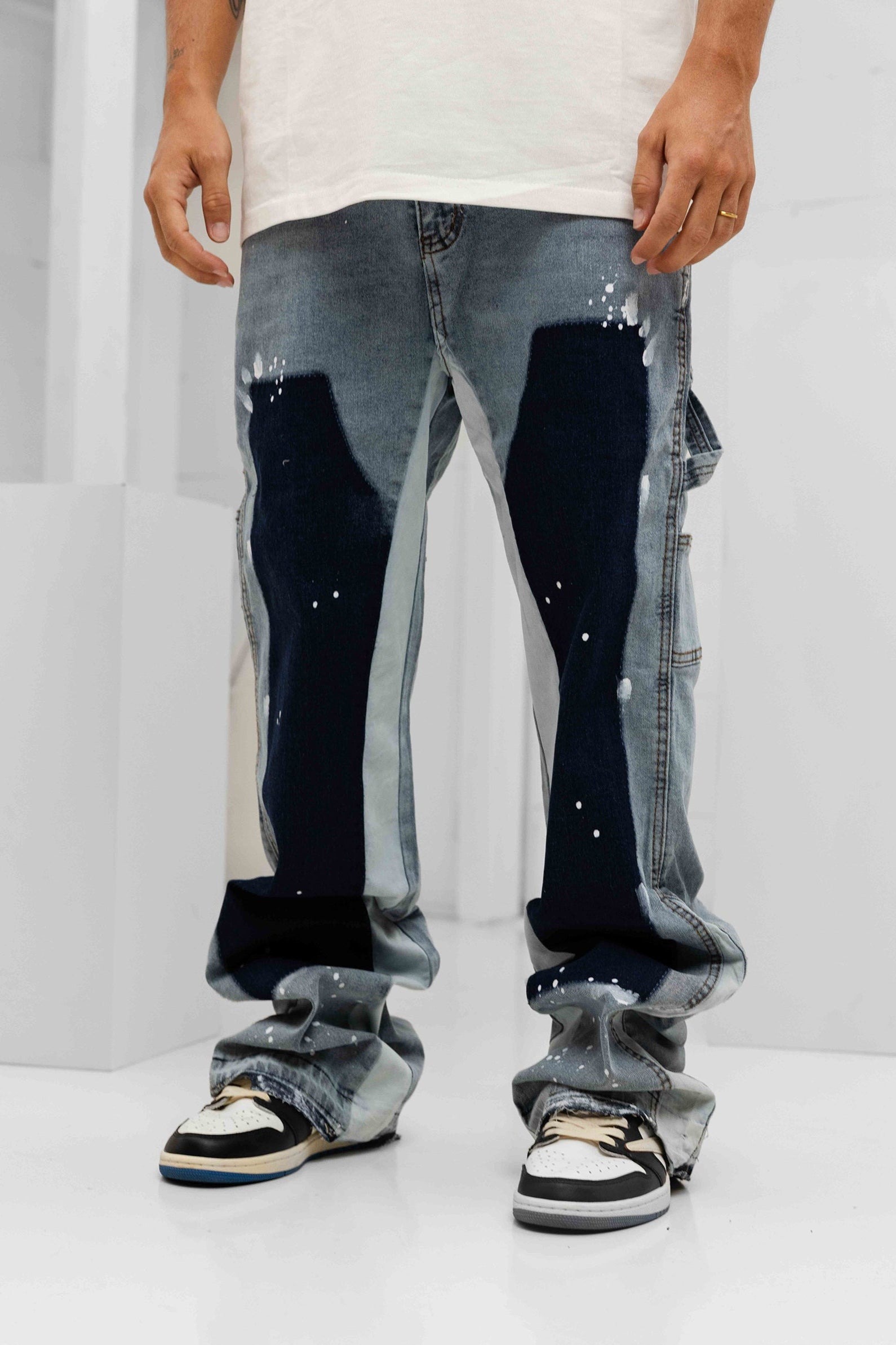 Paint Splatter Denim Jeans - Light Blue