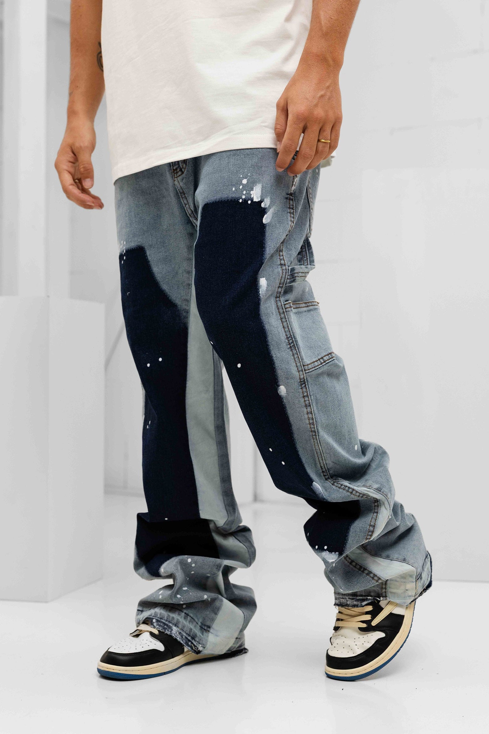 Paint Splatter Denim Jeans - Light Blue