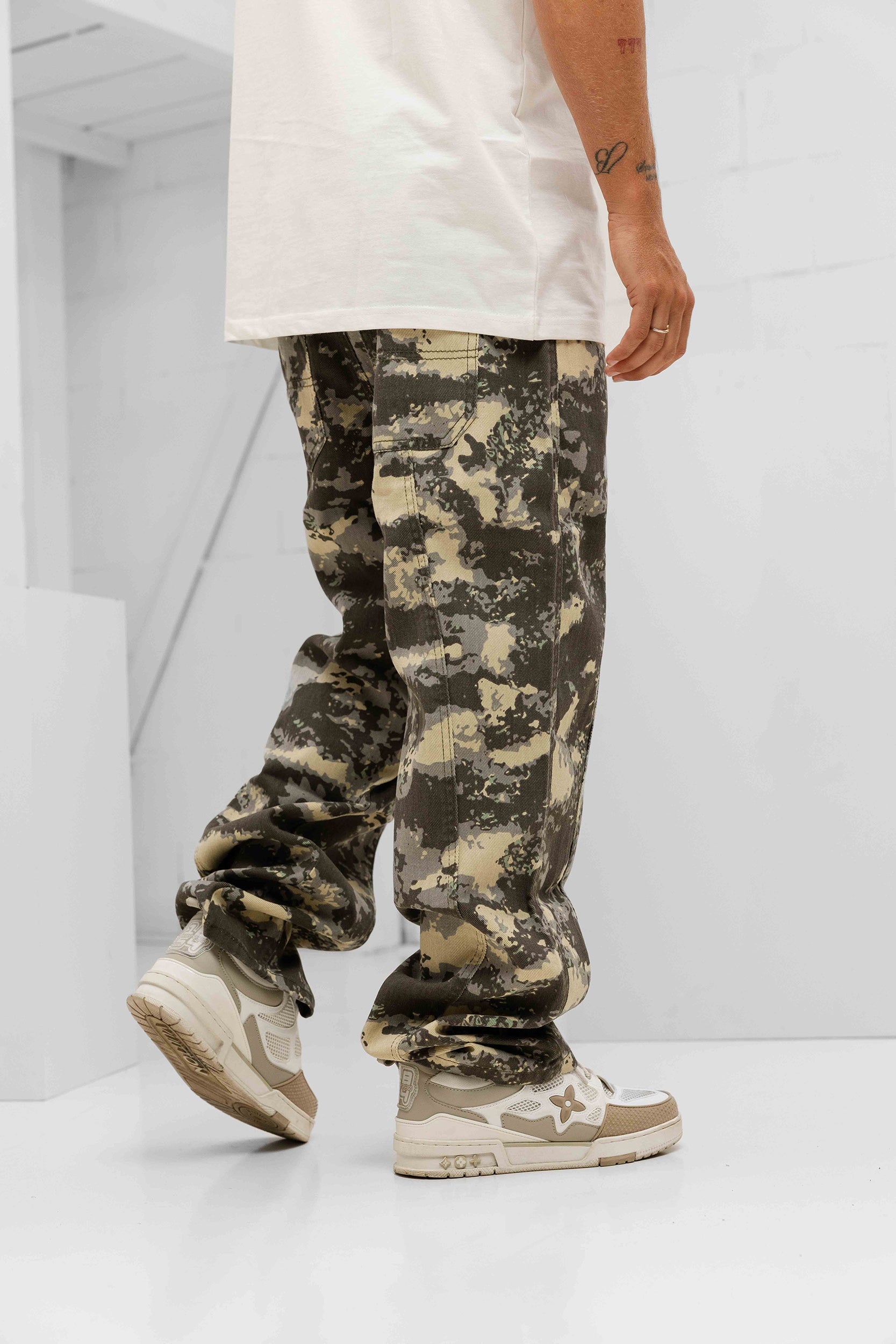 Aranya Camo Jeans - Beige / Green