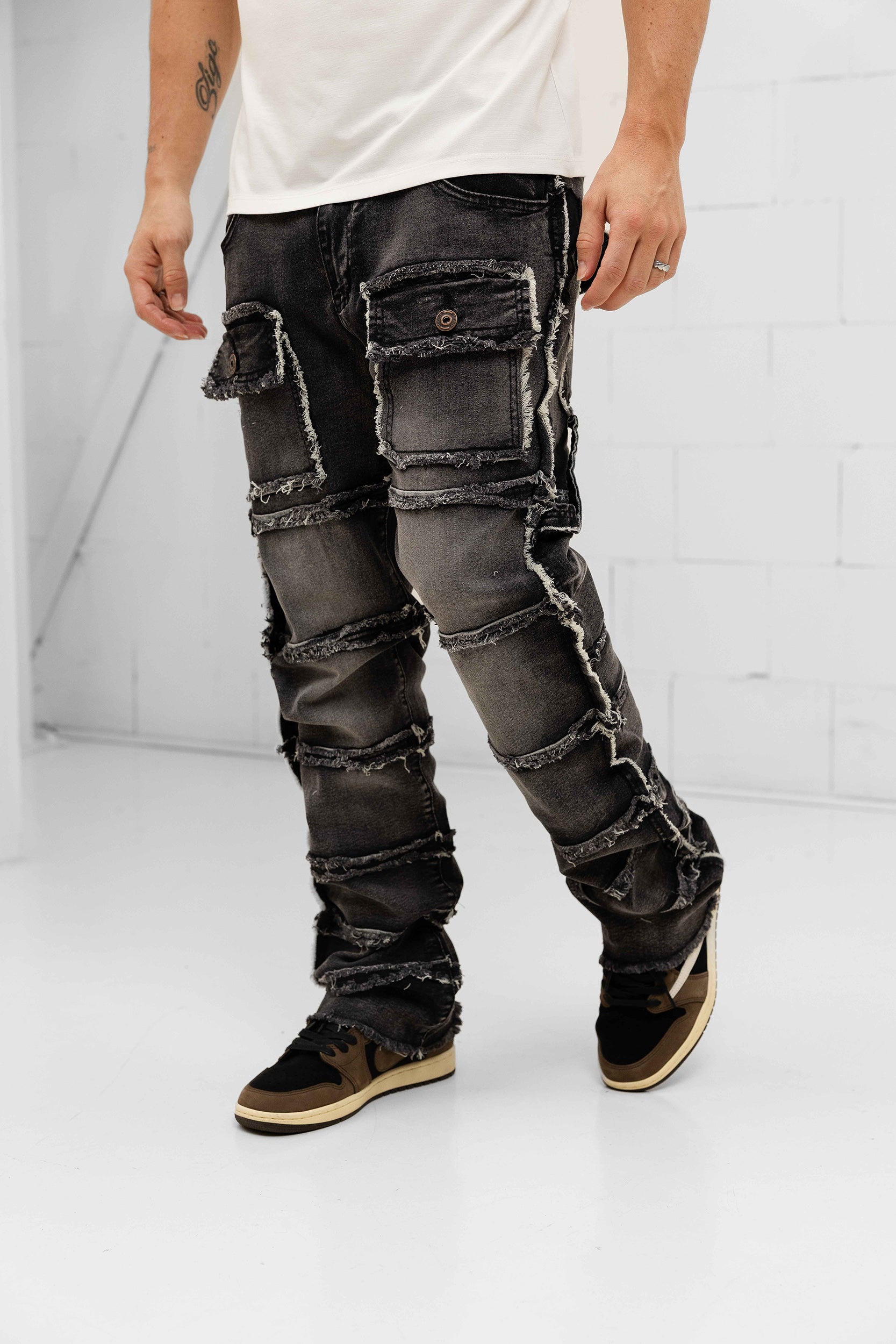 Imporio Raw Stacked Denim - Black