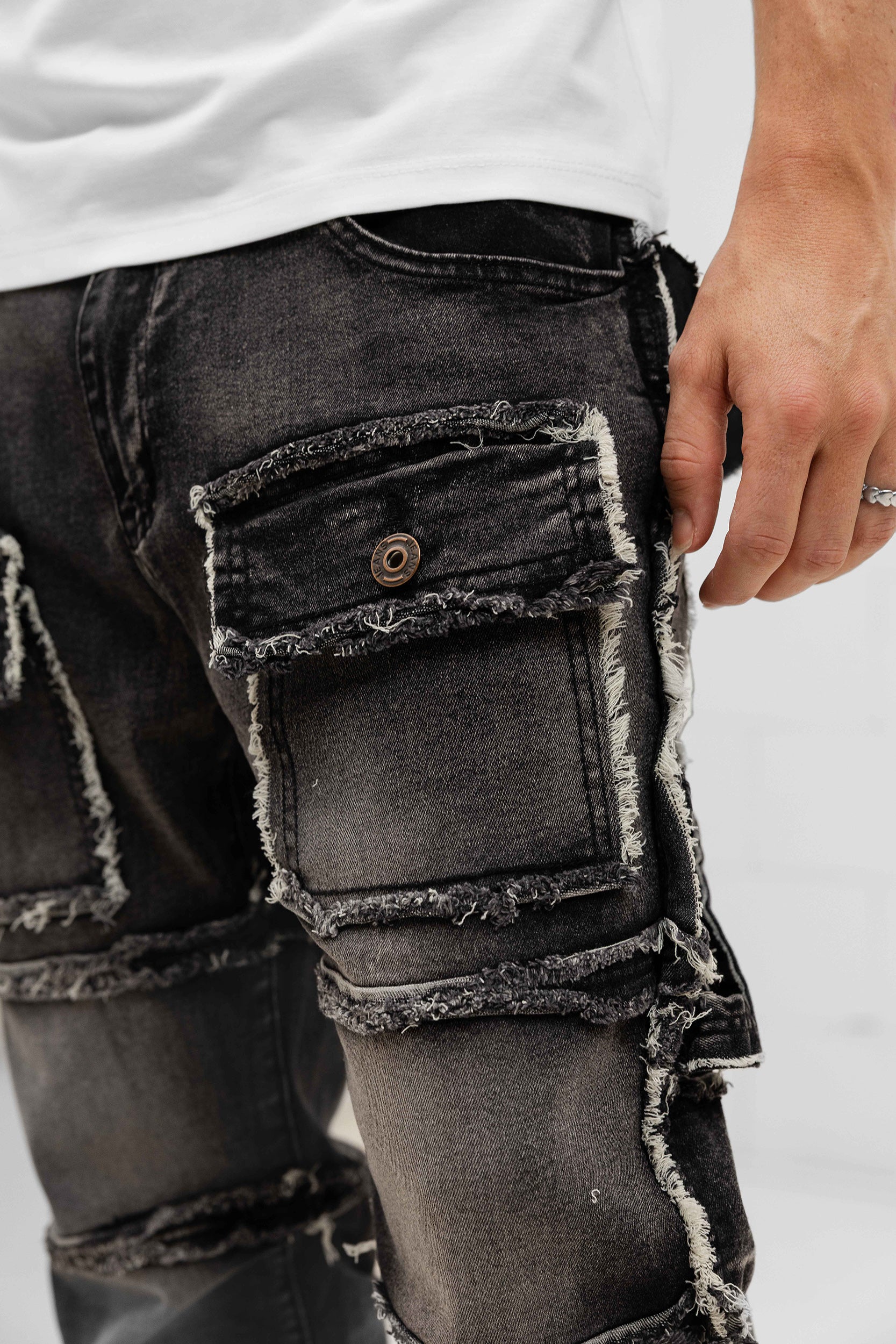 Imporio Raw Stacked Denim - Black