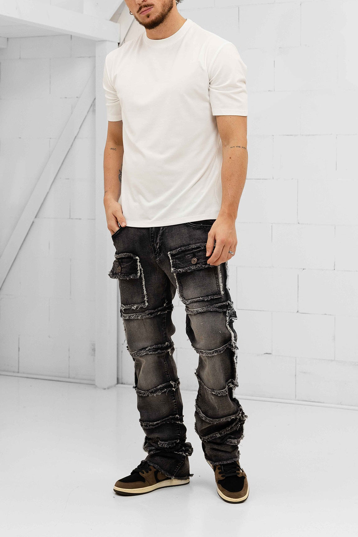 Imporio Raw Stacked Denim - Black