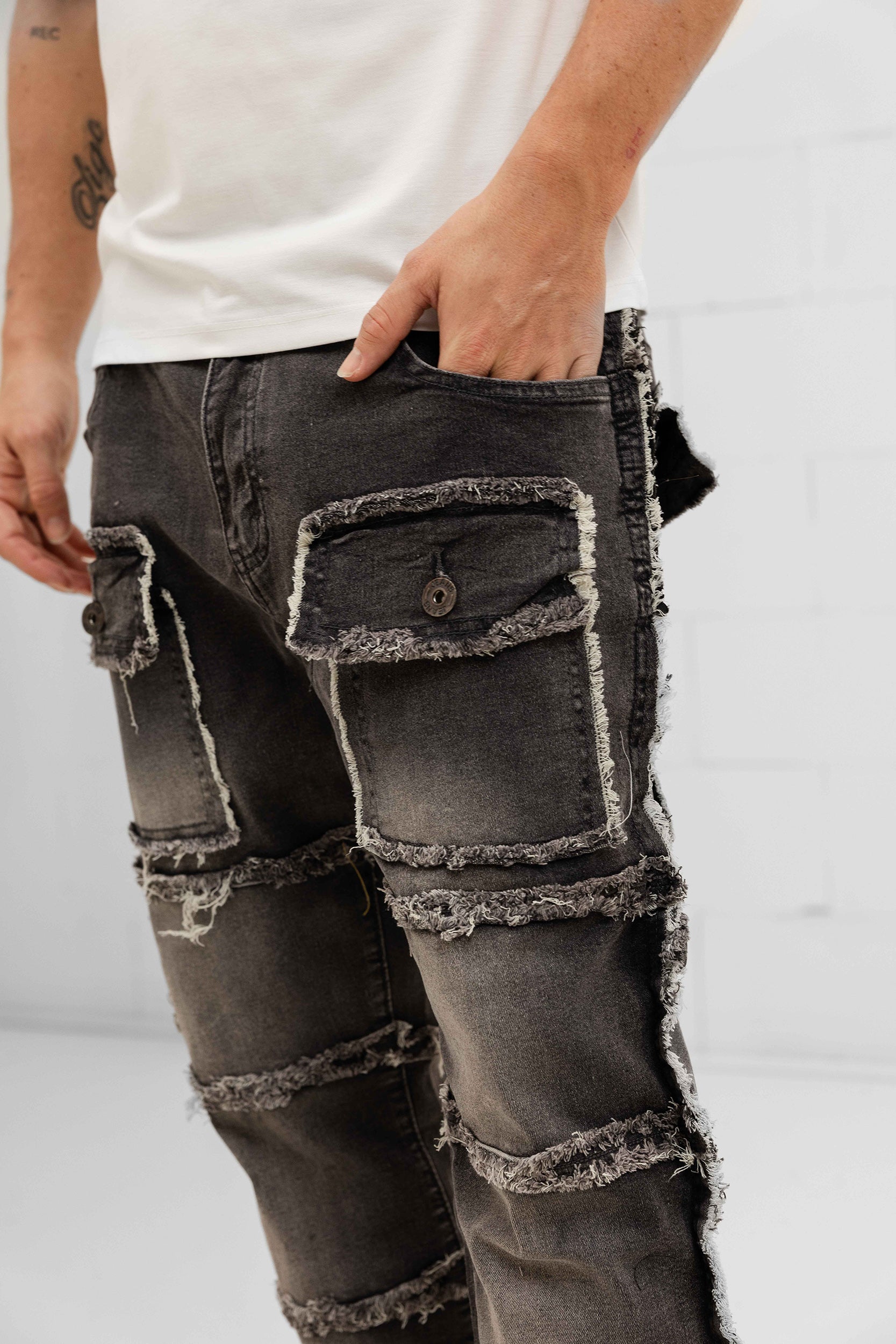 Imporio Raw Stacked Denim - Grey