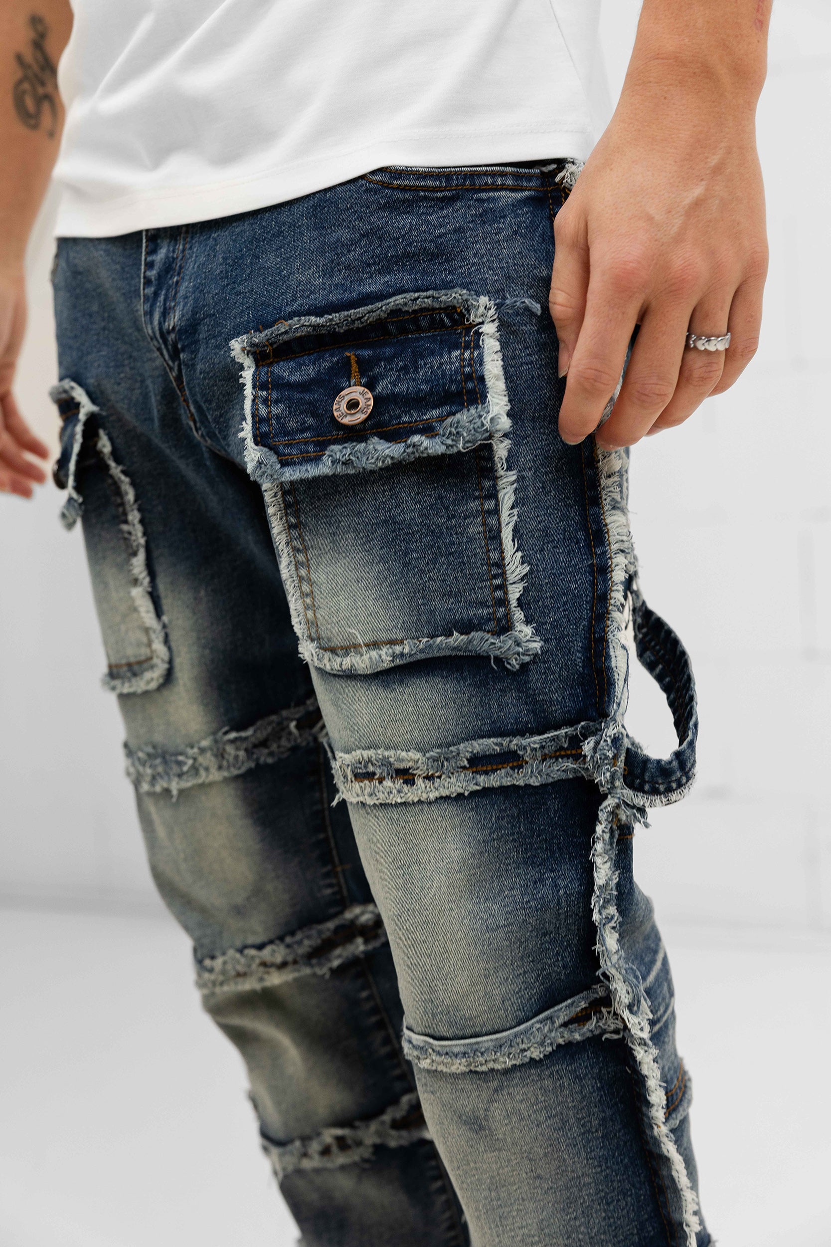 Imporio Raw Stacked Denim - Blue