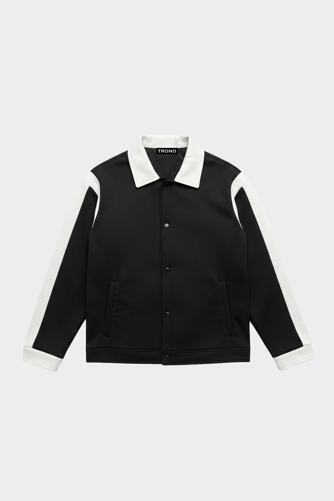Contrast Block Collar Jacket - White / Black