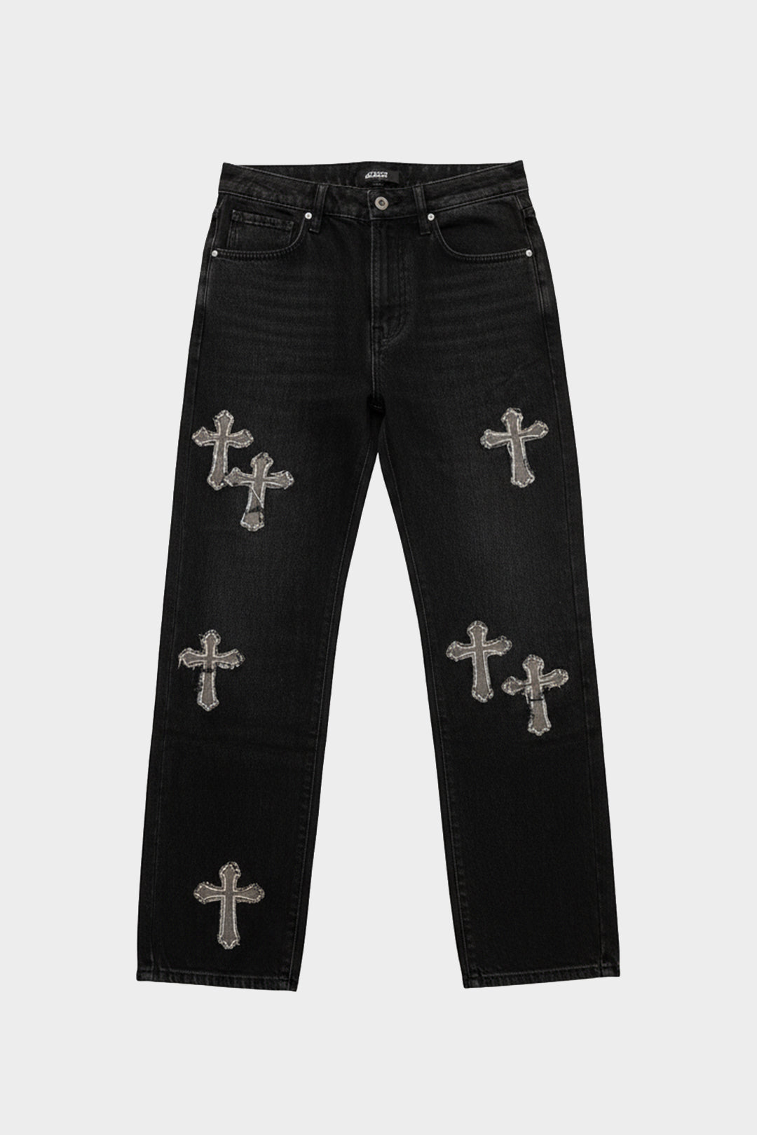 Croce Icon Patched Denim Jeans - Black