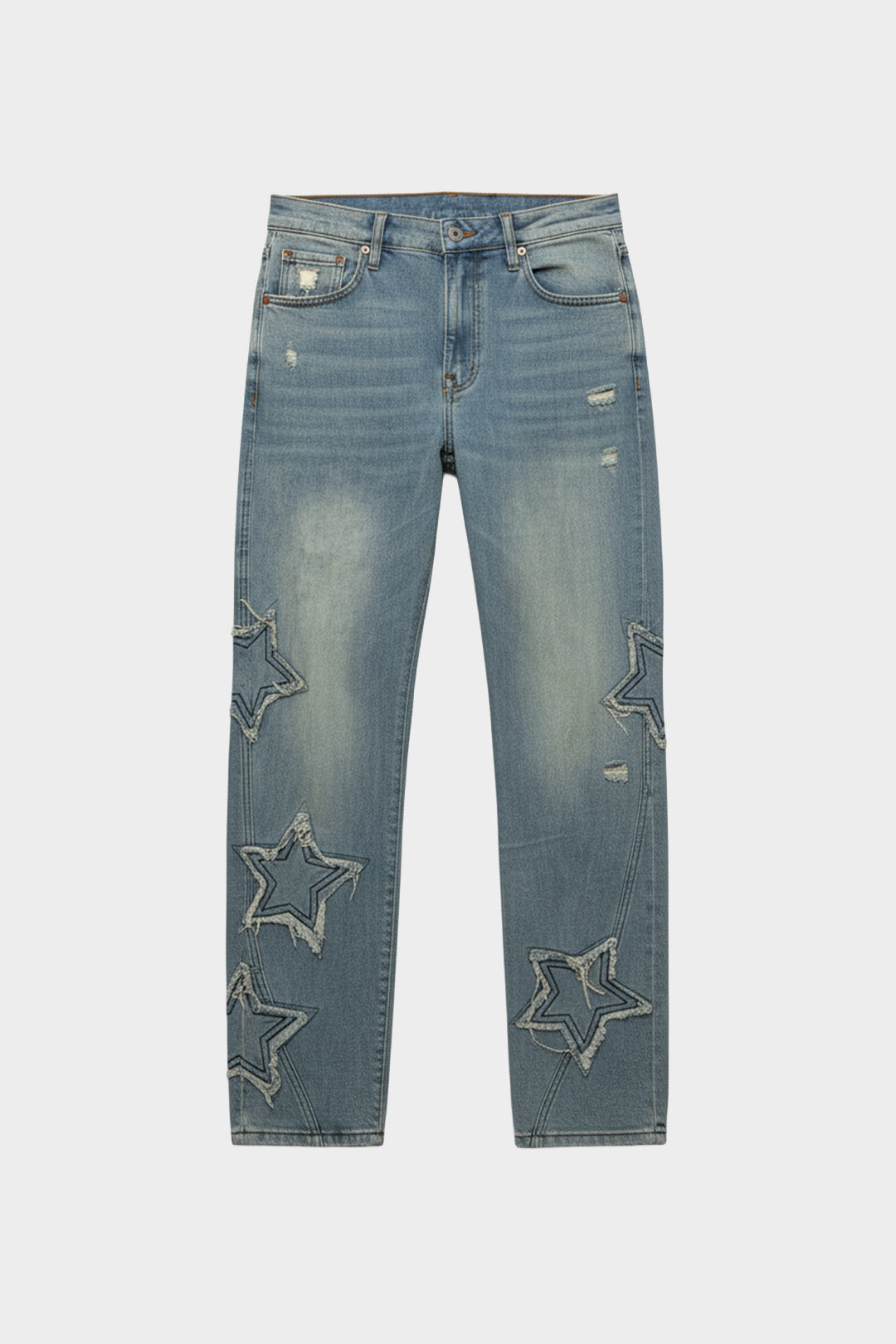 Orion Patched Star Denim Jeans - Blue