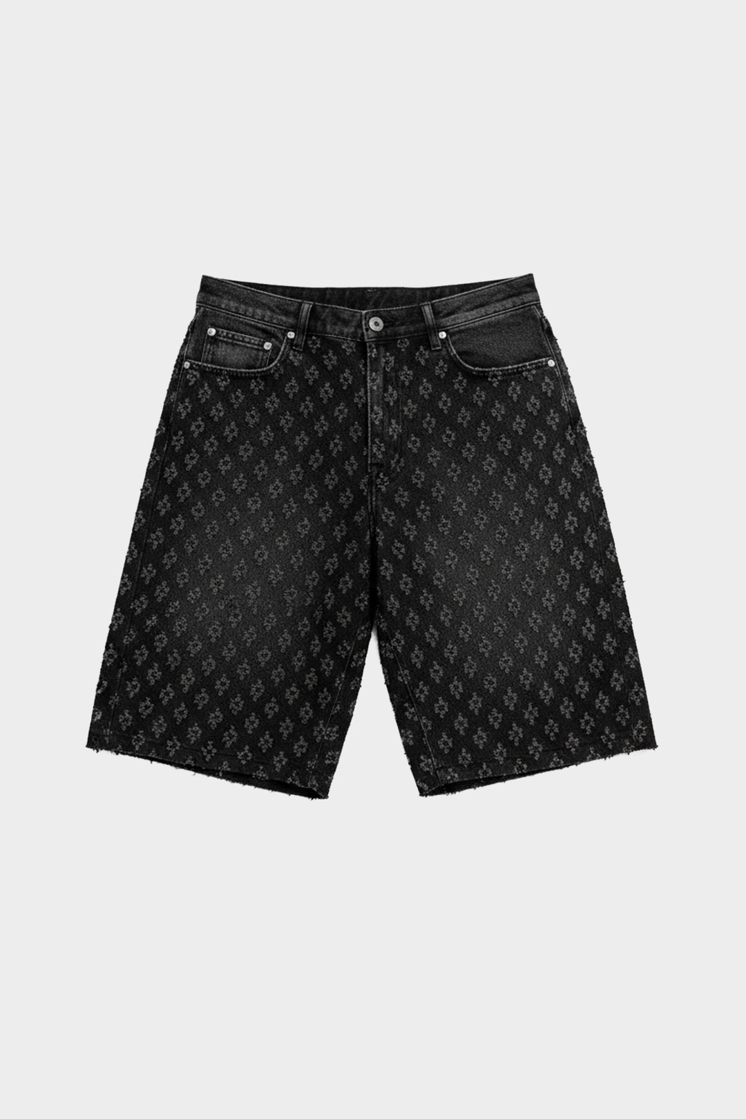 Stellato Distressed Denim Jorts - Black