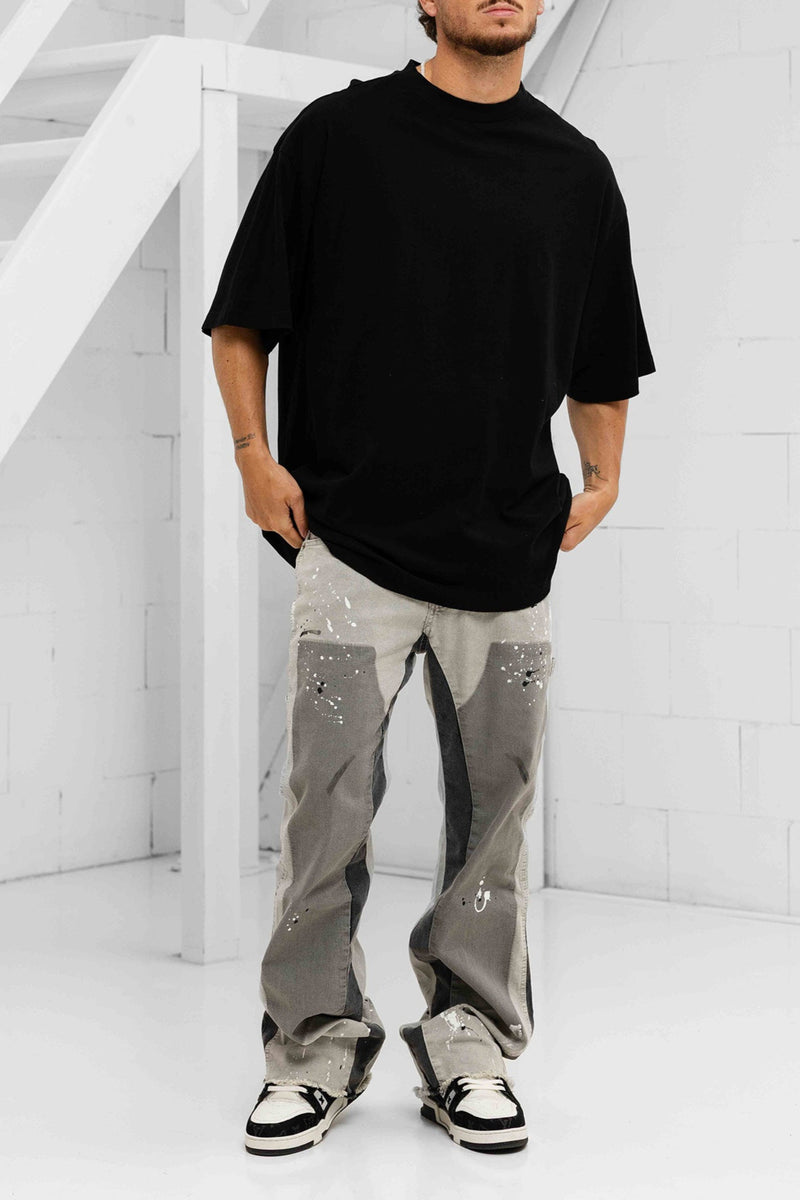 Paint Splatter Denim Jeans - Grey