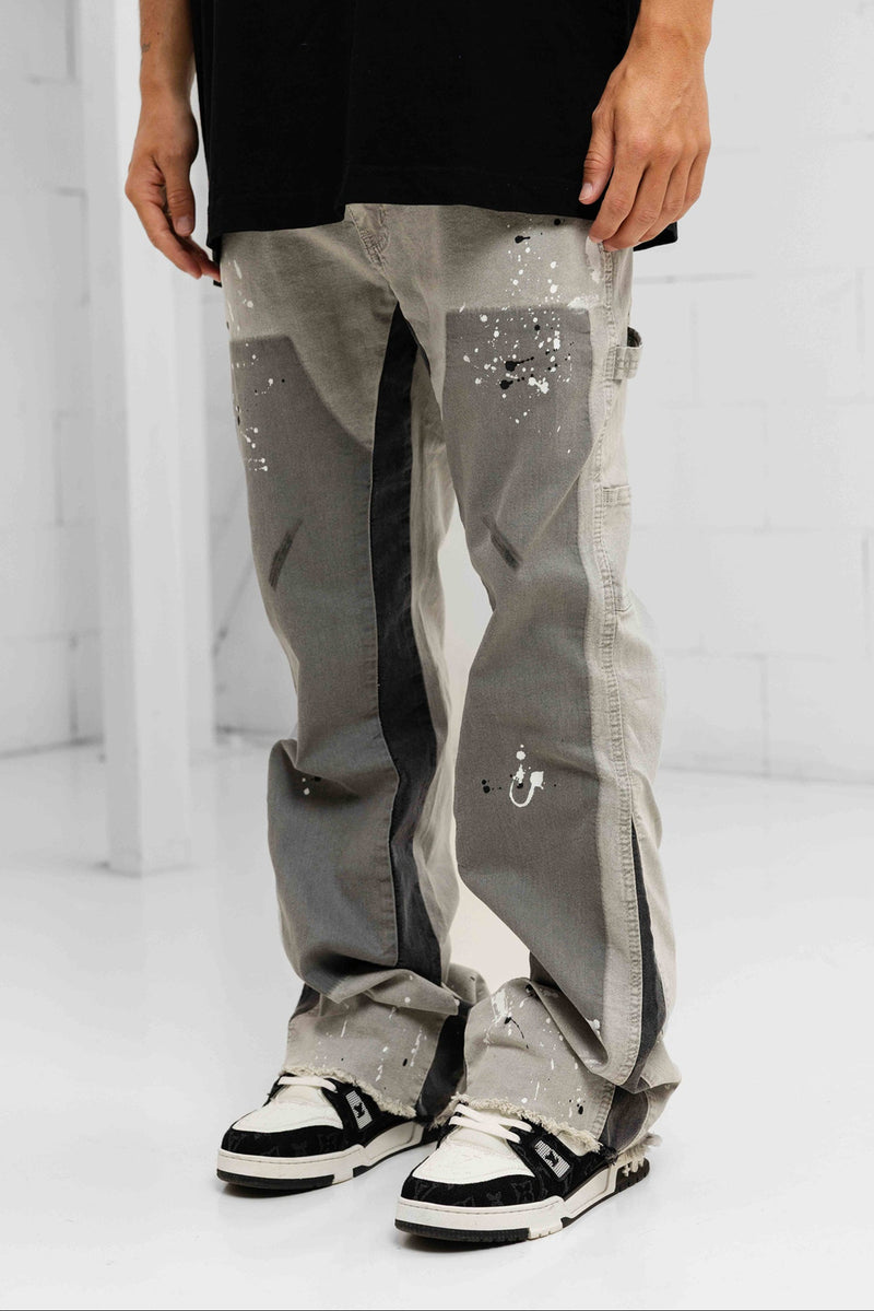 Paint Splatter Denim Jeans - Grey