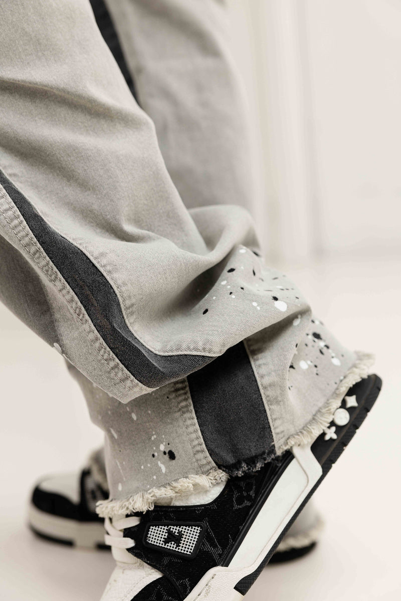 Paint Splatter Denim Jeans - Grey