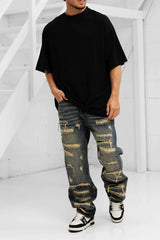 Fumo Baggy Distressed Jeans - Blue