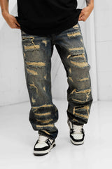 Fumo Baggy Distressed Jeans - Blue