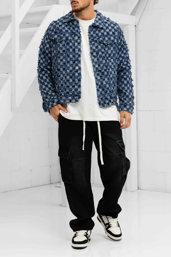 Plaid Denim Jacket - Blue