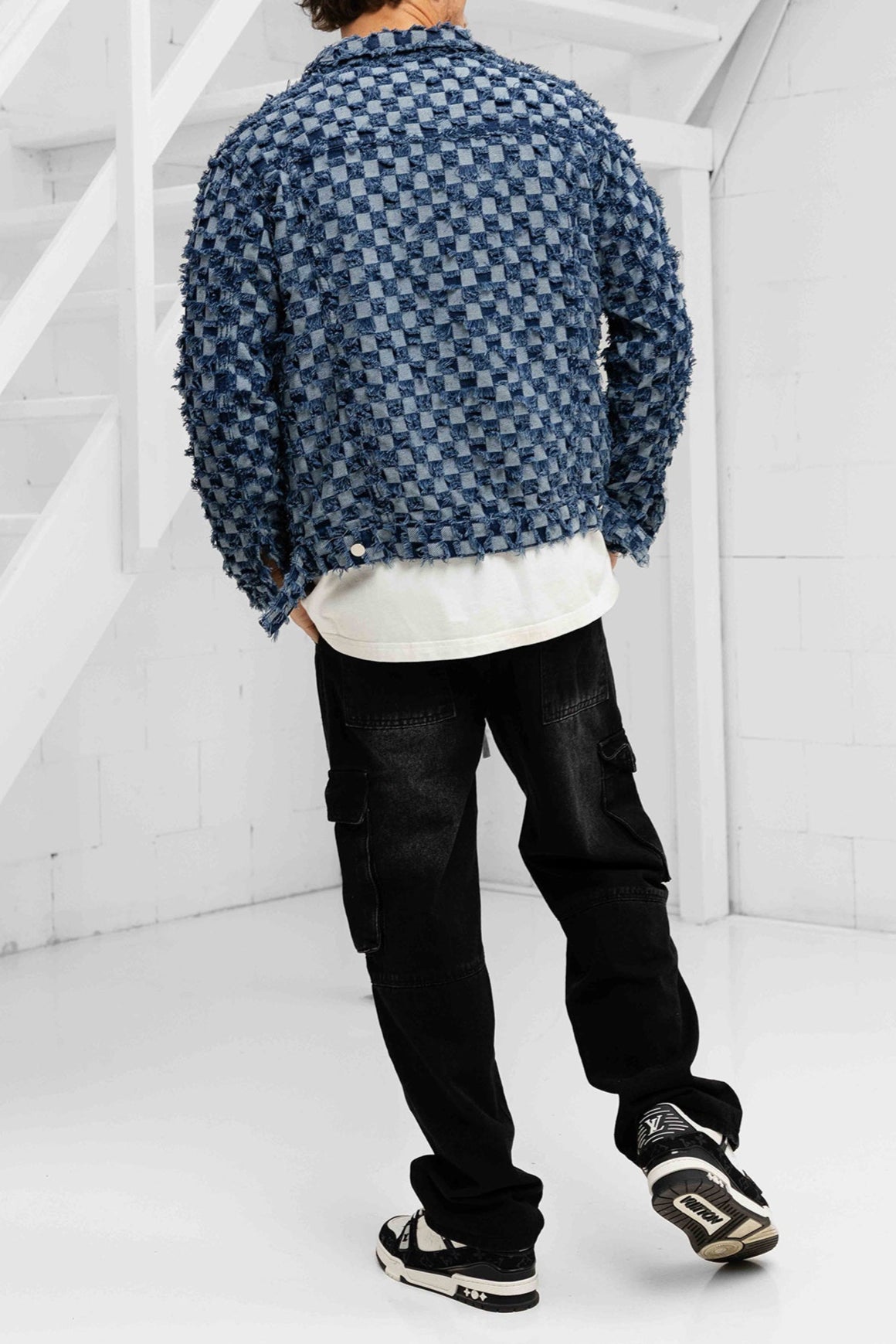 Plaid Denim Jacket - Blue