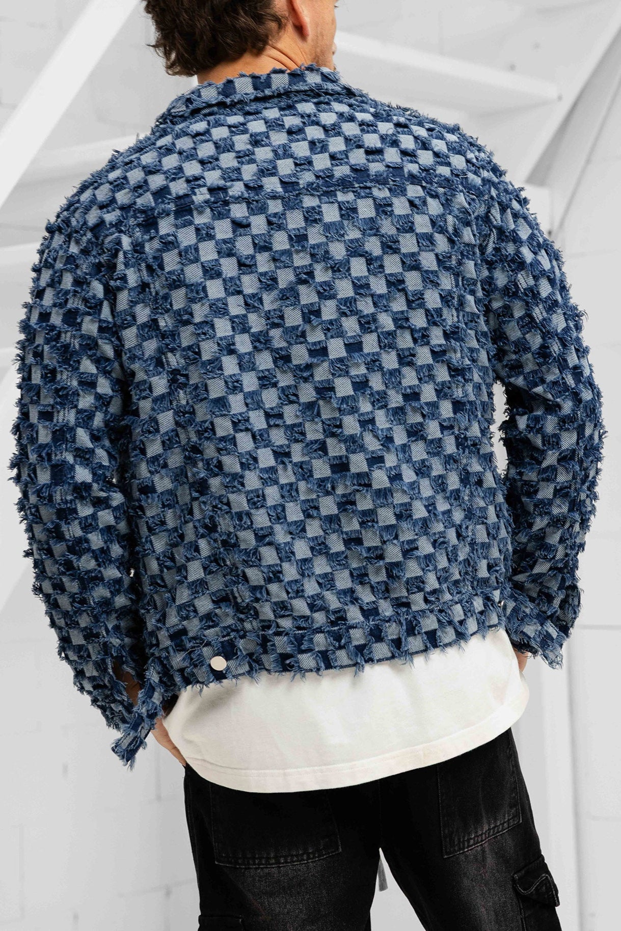 Plaid Denim Jacket - Blue