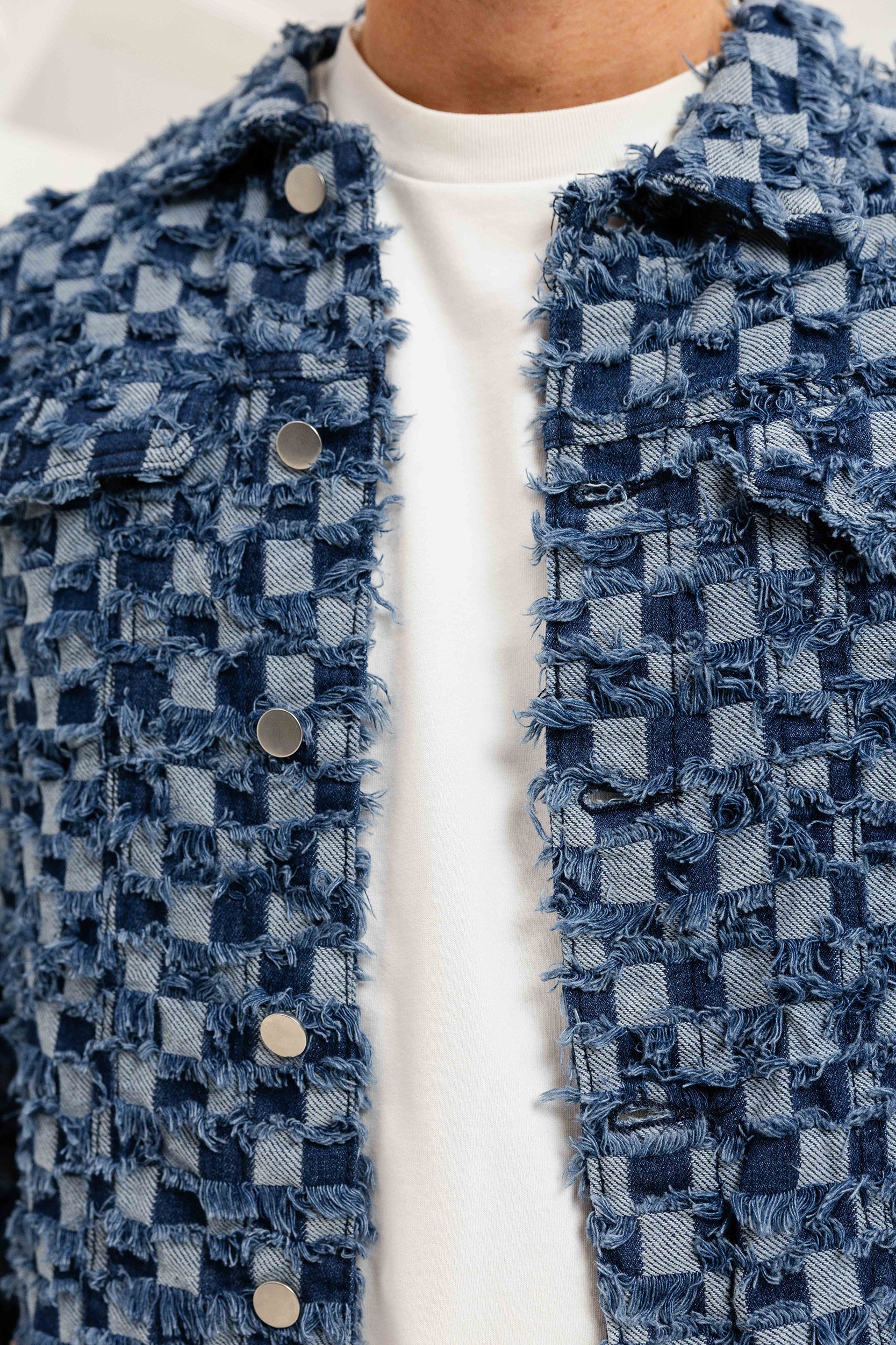 Plaid Denim Jacket - Blue