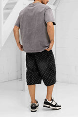 Stellato Distressed Denim Jorts - Black